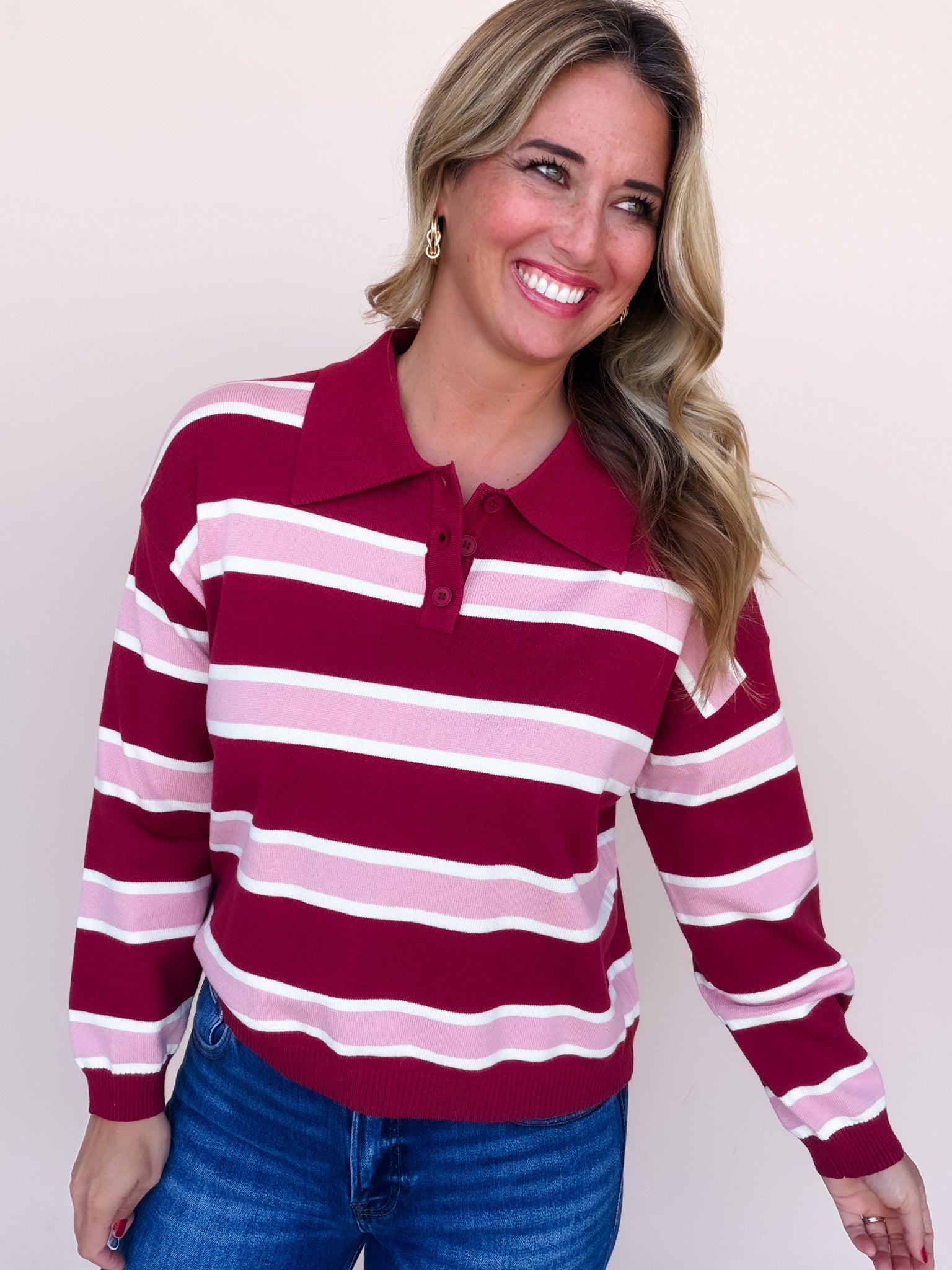 Pink Between the Lines Sweater
