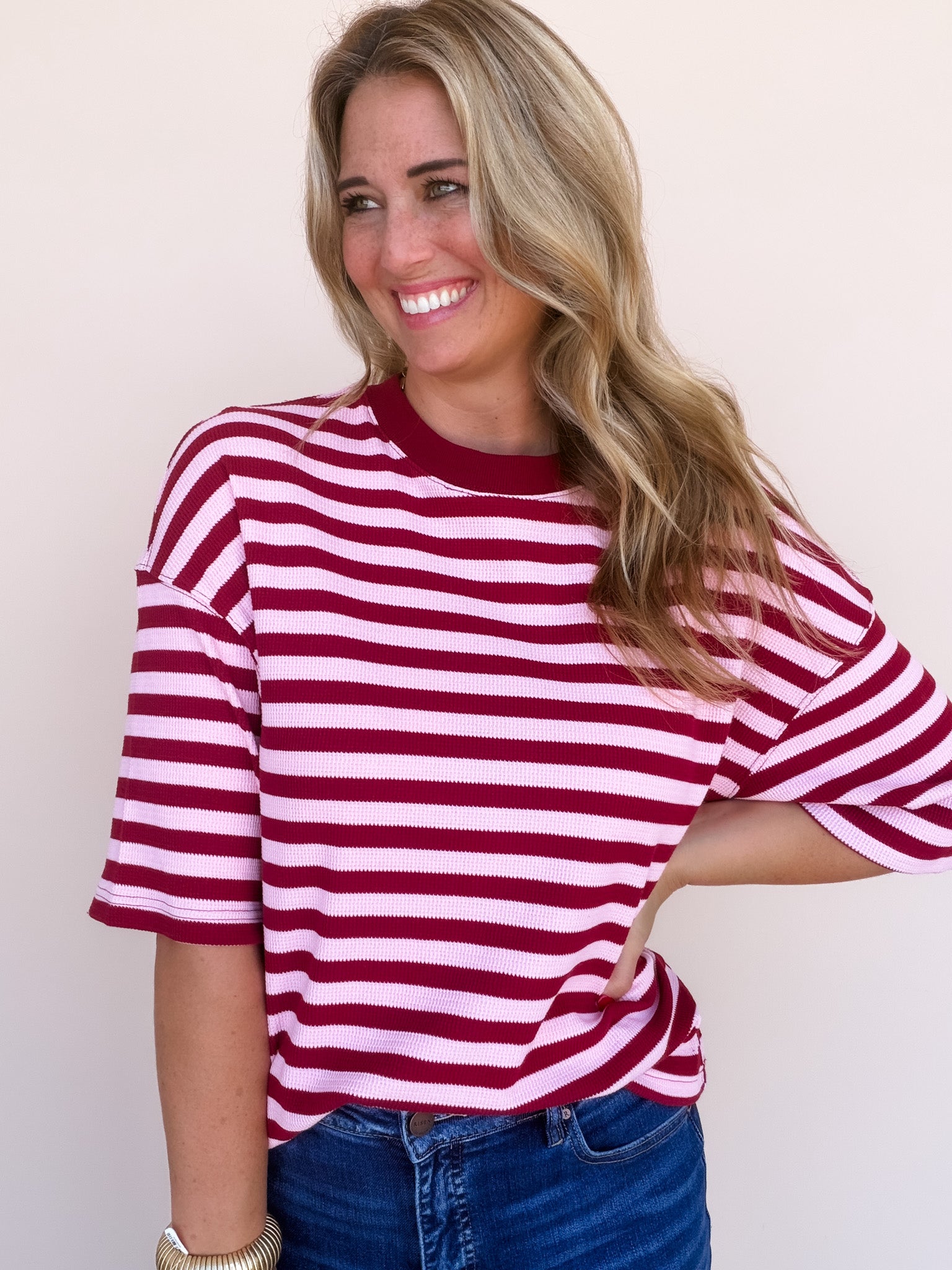 Rally Stripe Tee | Burgundy