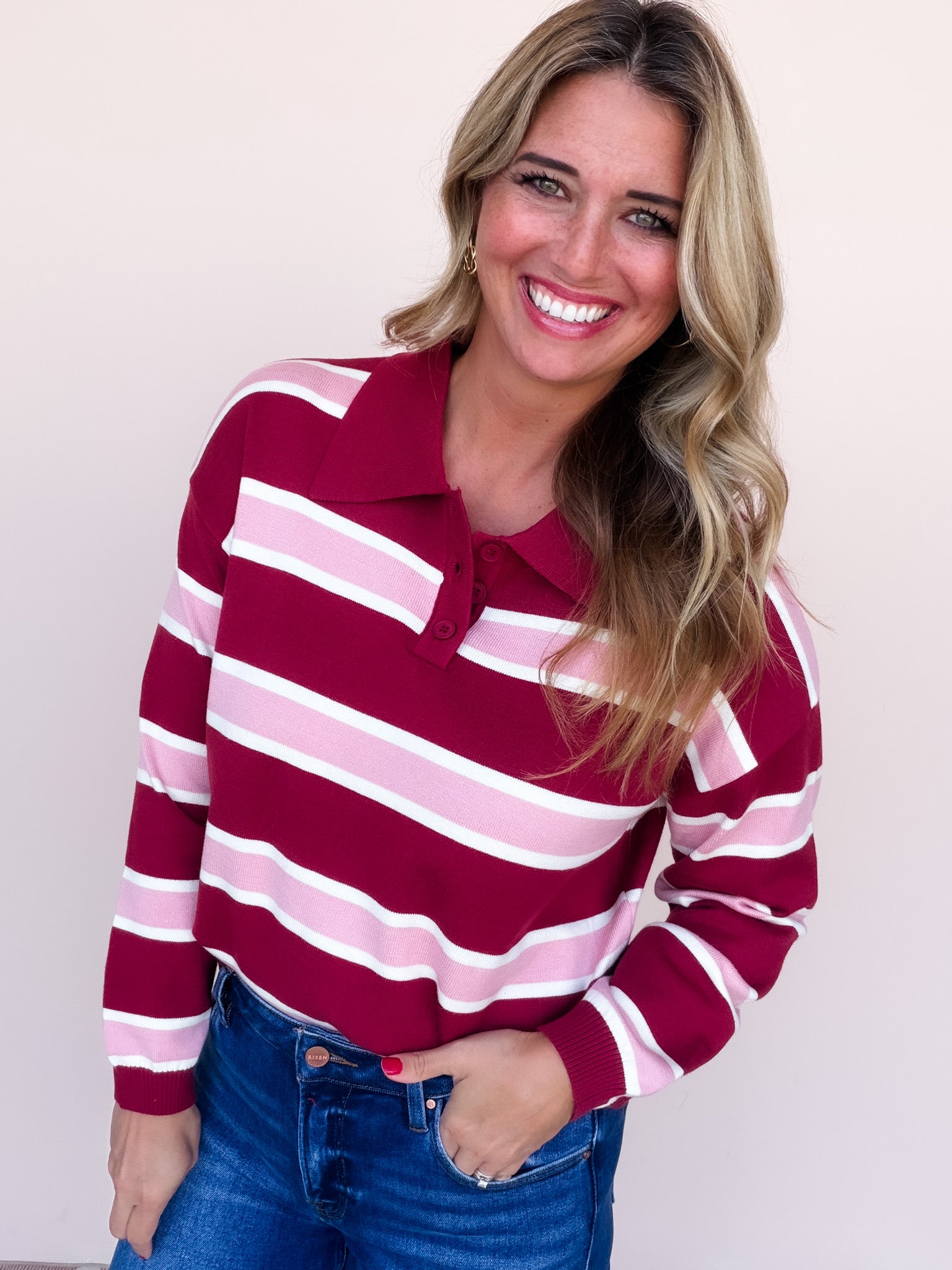 Pink Between the Lines Sweater