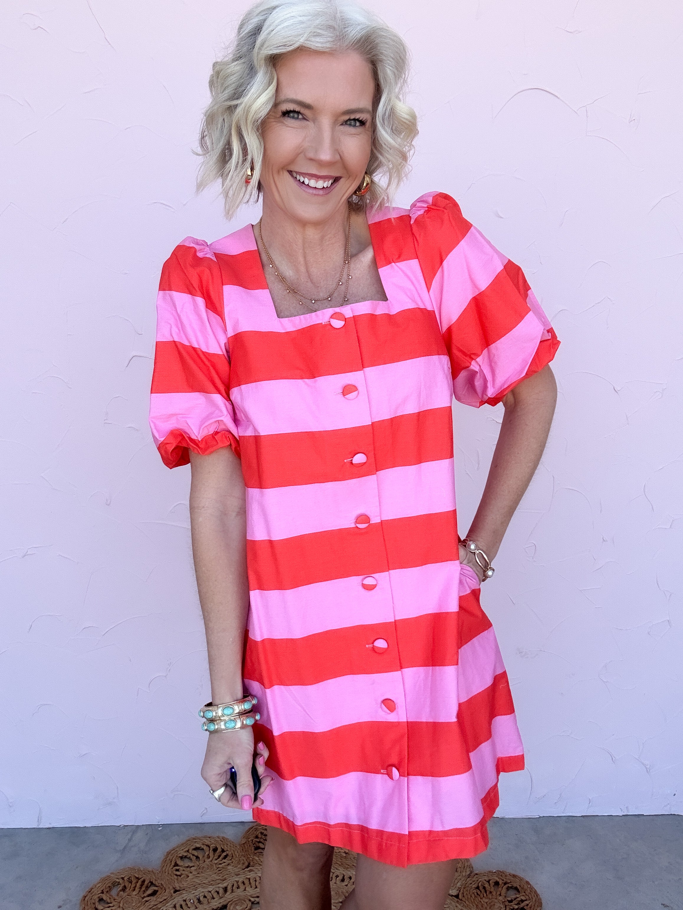 Pink Paloma Button Dress