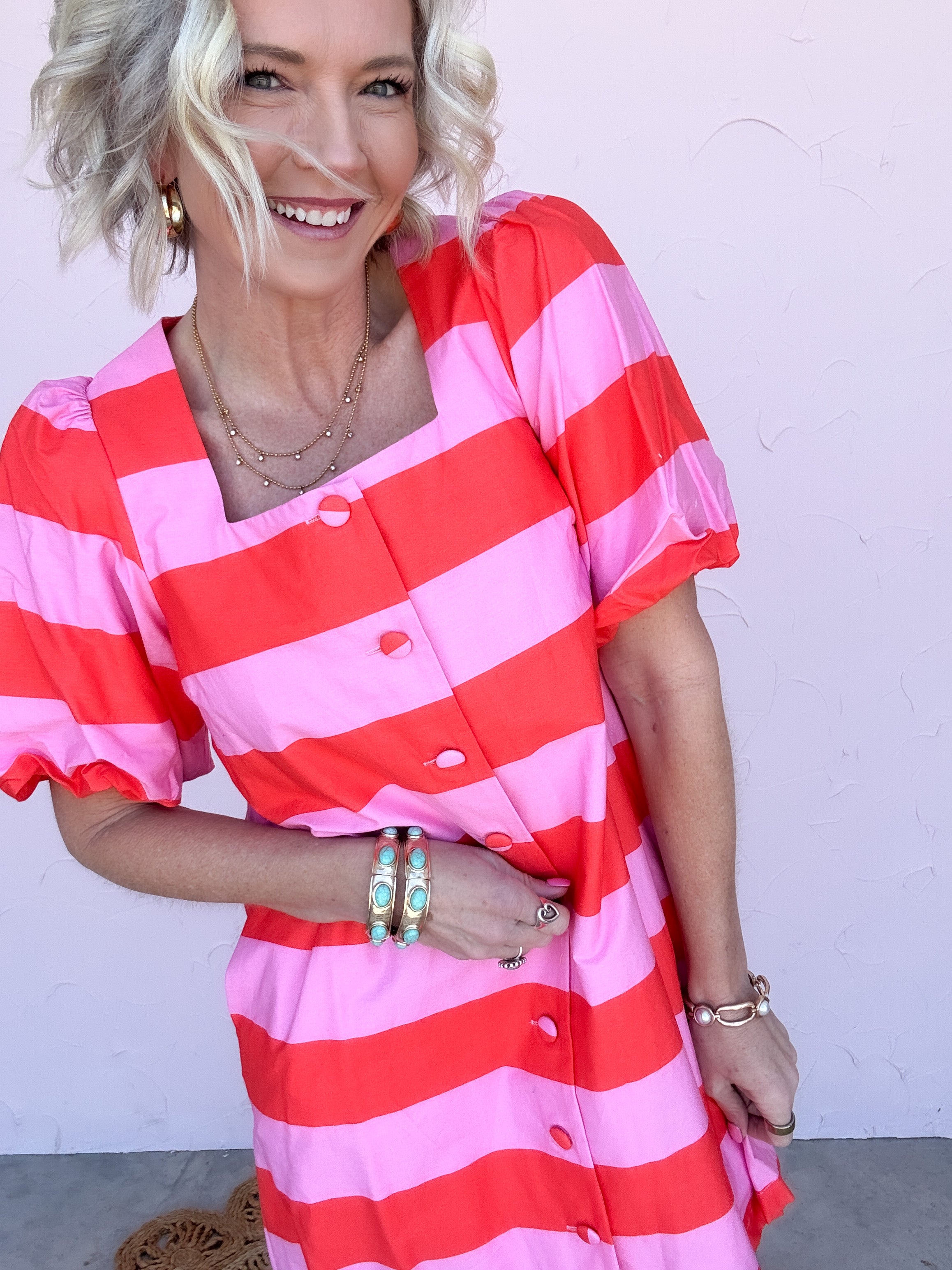 Pink Paloma Button Dress