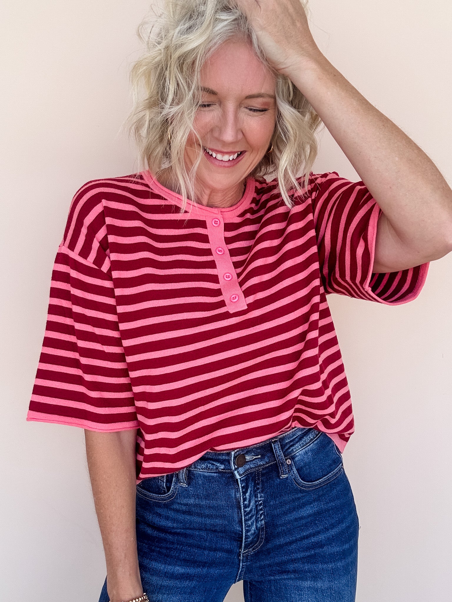Stripe of Mind Top | Burgundy