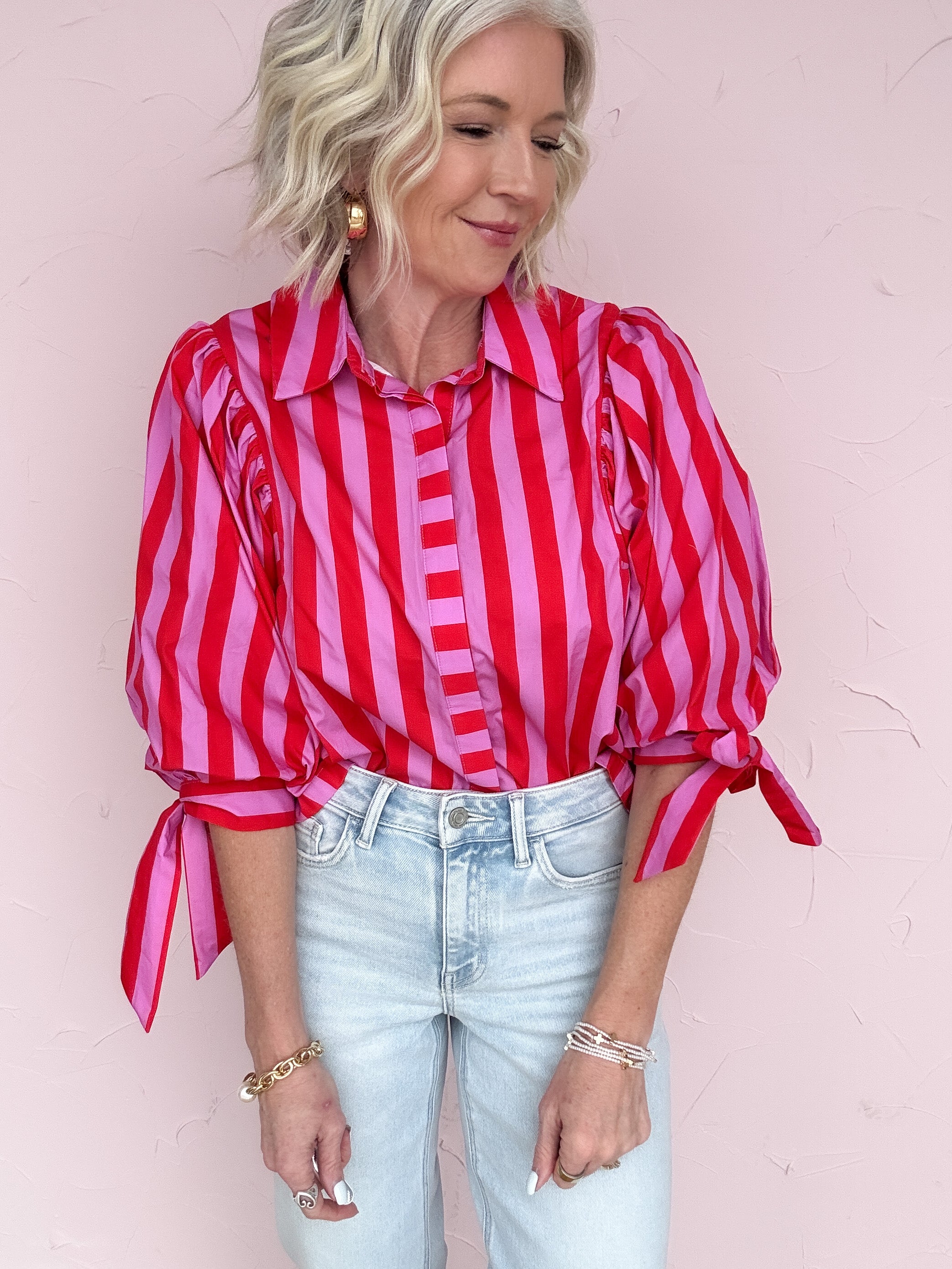 Cherry Twist Stripe Top