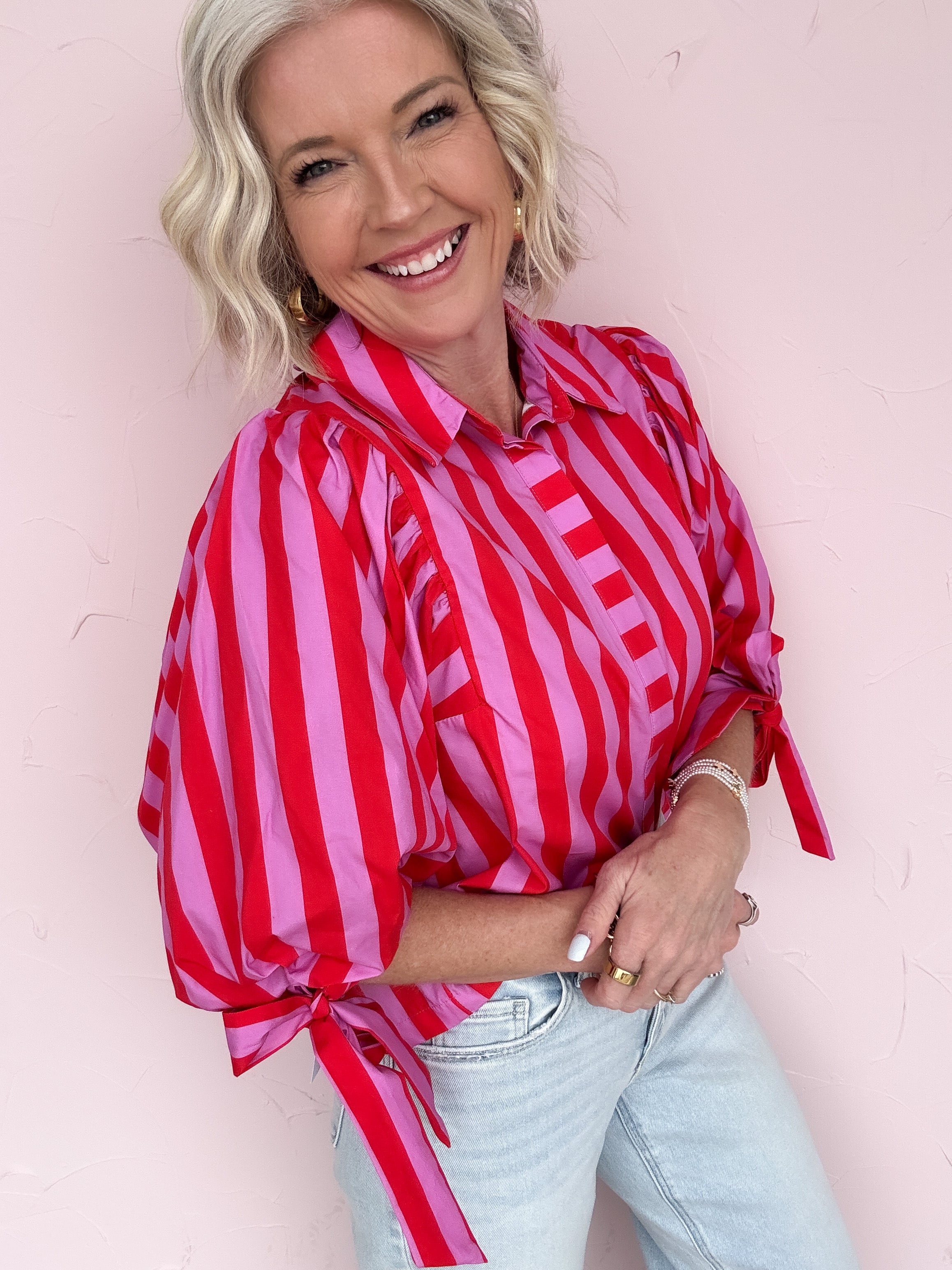 Cherry Twist Stripe Top