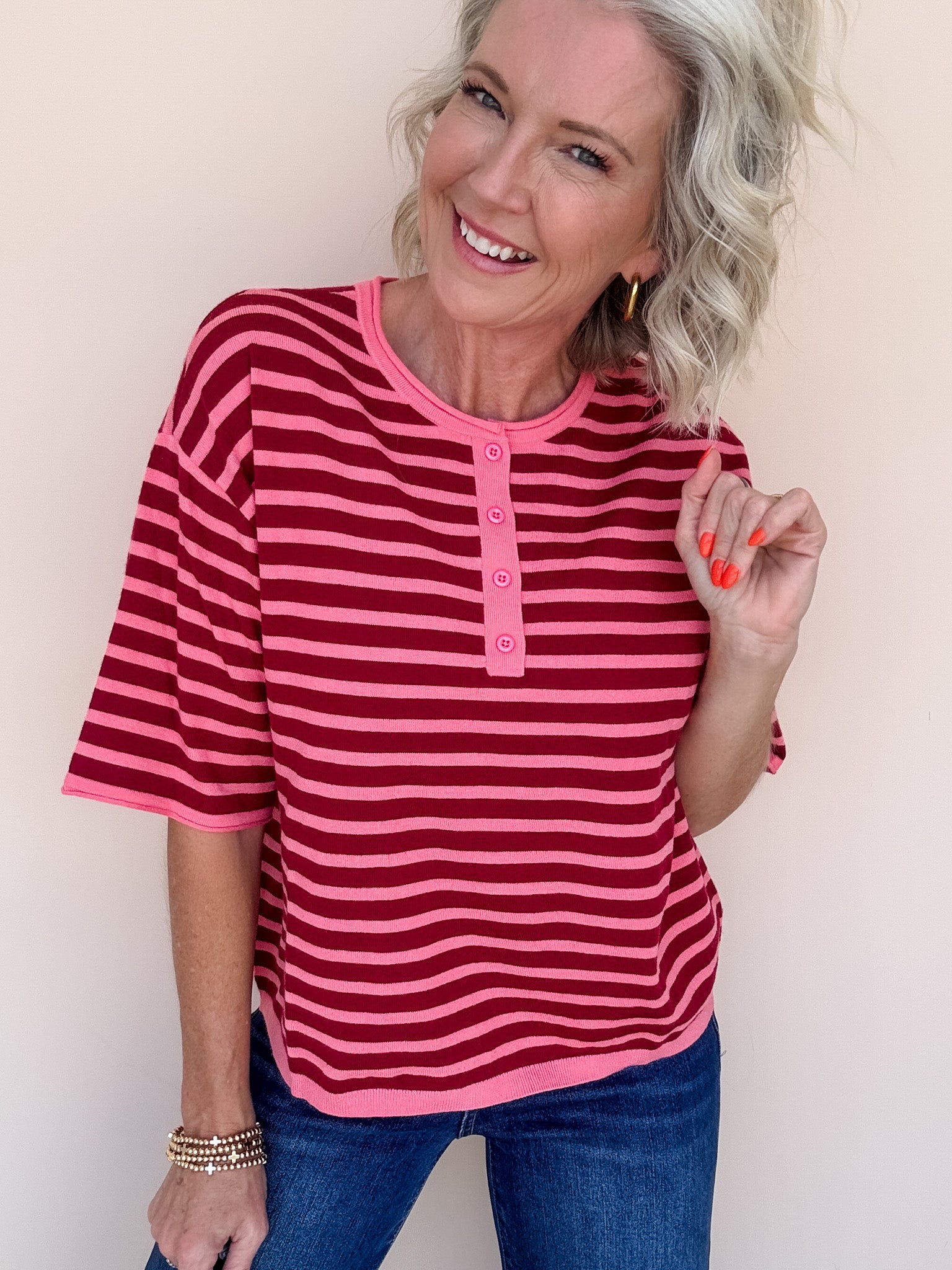 Stripe of Mind Top | Burgundy