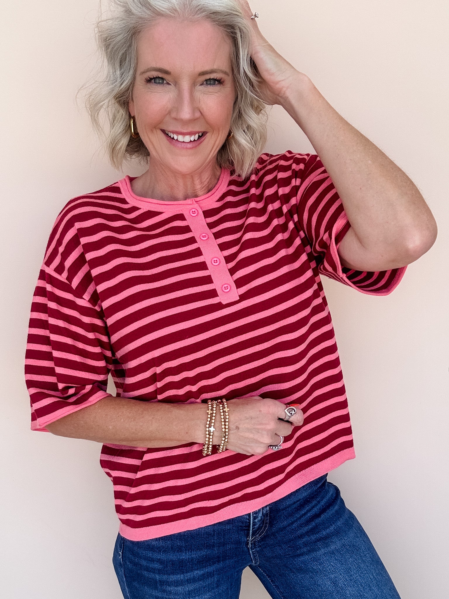 Stripe of Mind Top | Burgundy