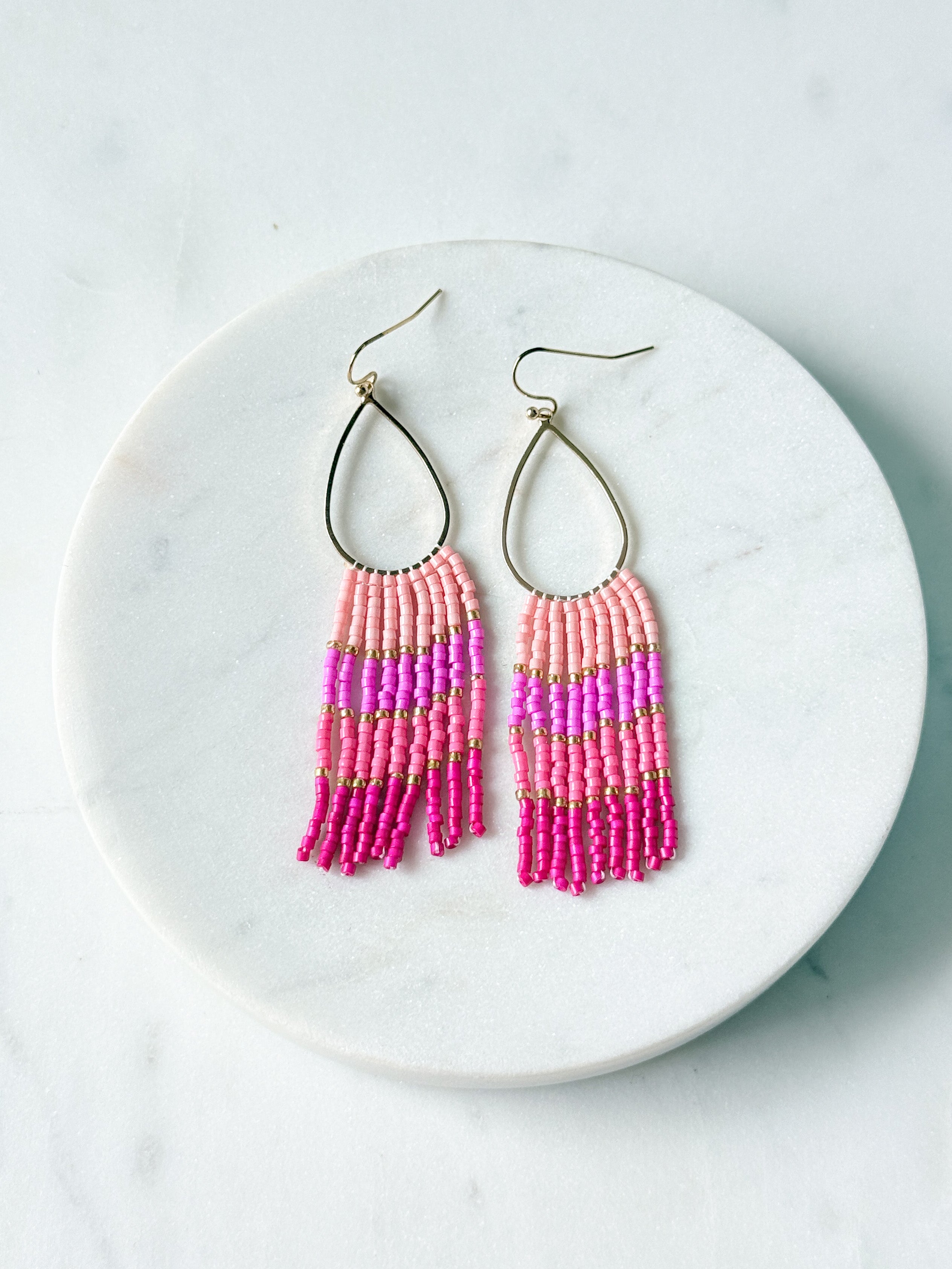 Pink Sunset Fringe Earrings
