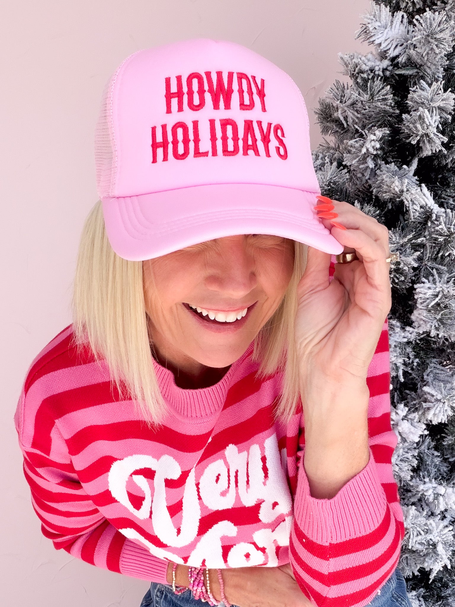 Howdy Holidays Pink Trucker