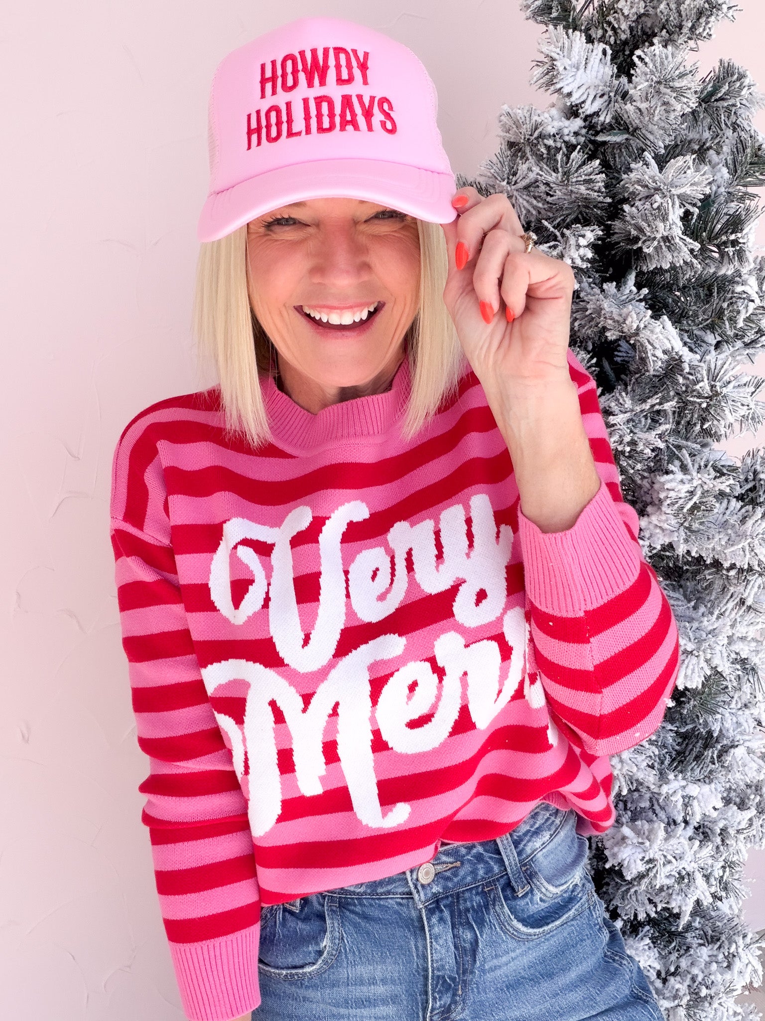 Howdy Holidays Pink Trucker