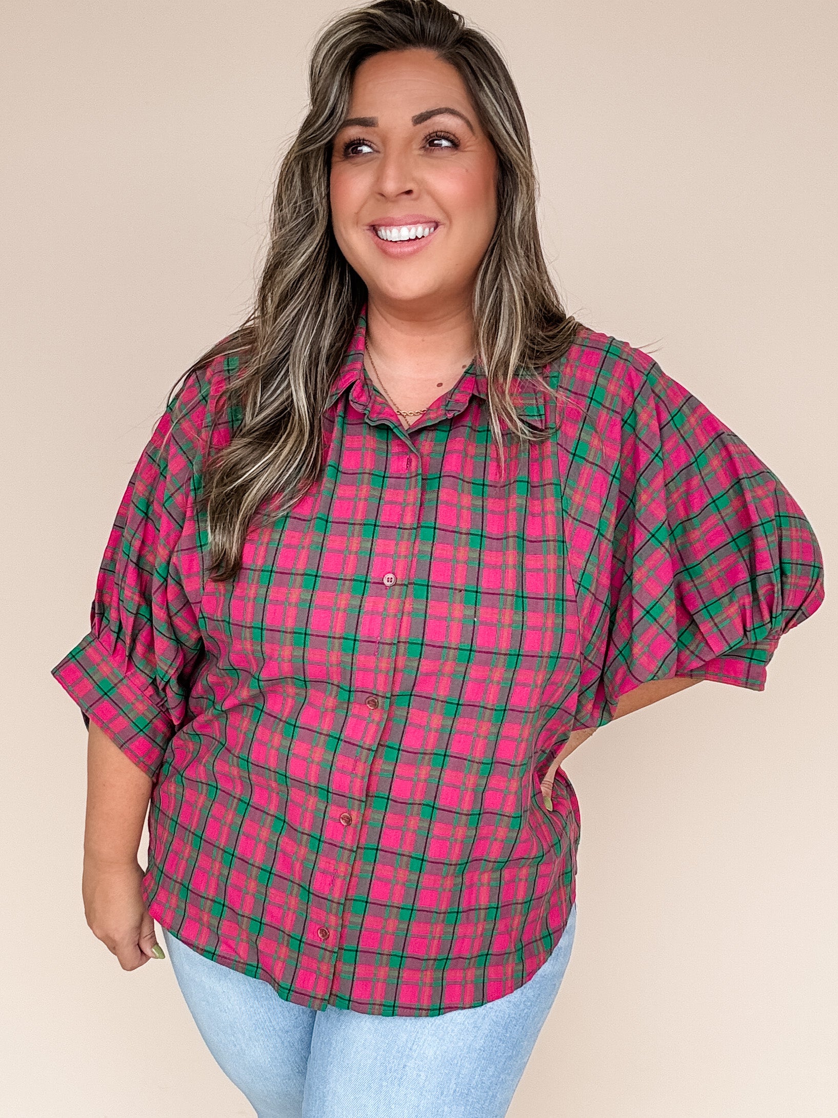 Forest Berry Plaid Top