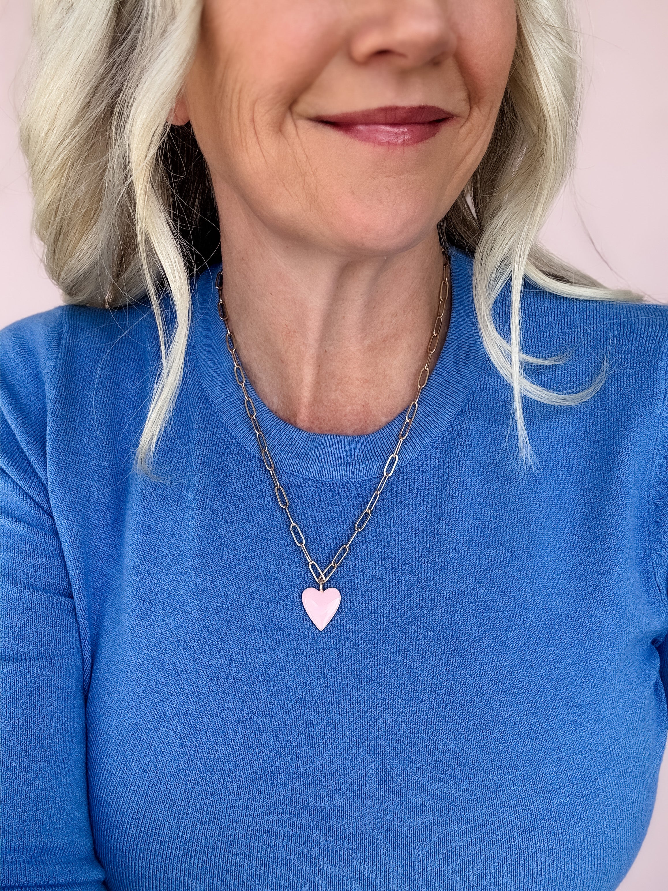 Pink Kiss Heart Necklace