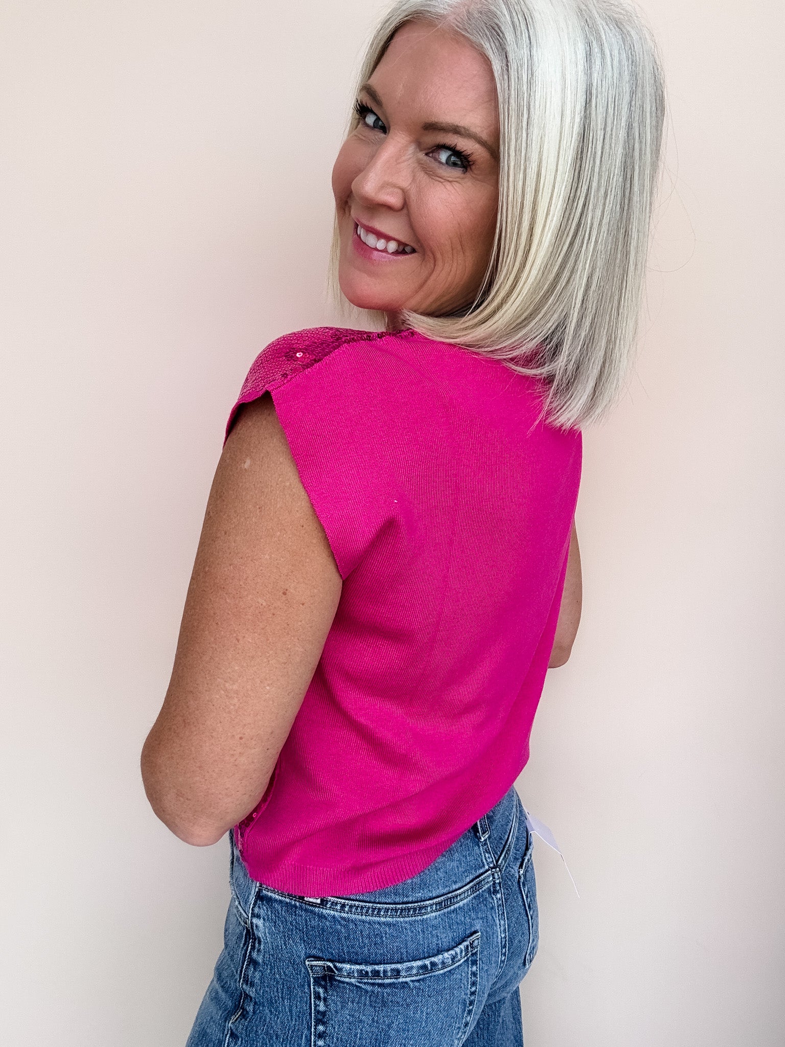 All Out Sparkle Top | Hot Pink