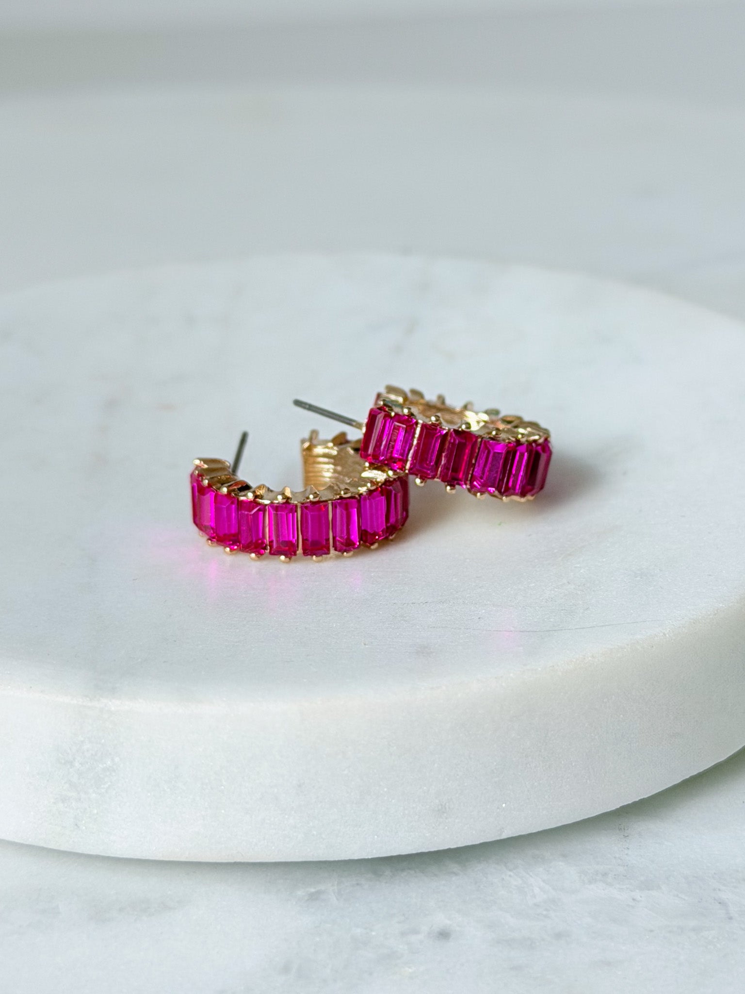Radiant Ring Earrings | Fuchsia