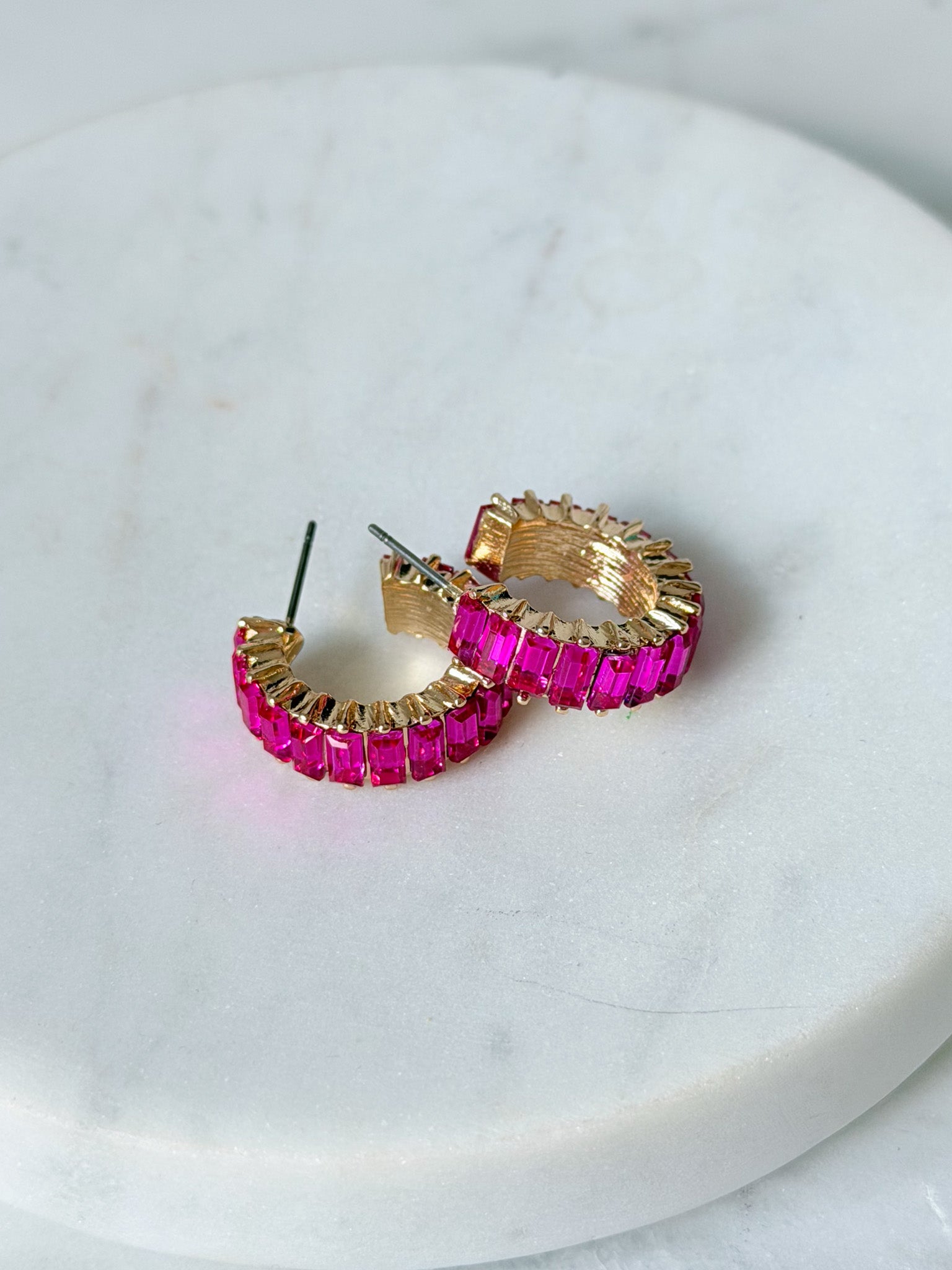 Radiant Ring Earrings | Fuchsia