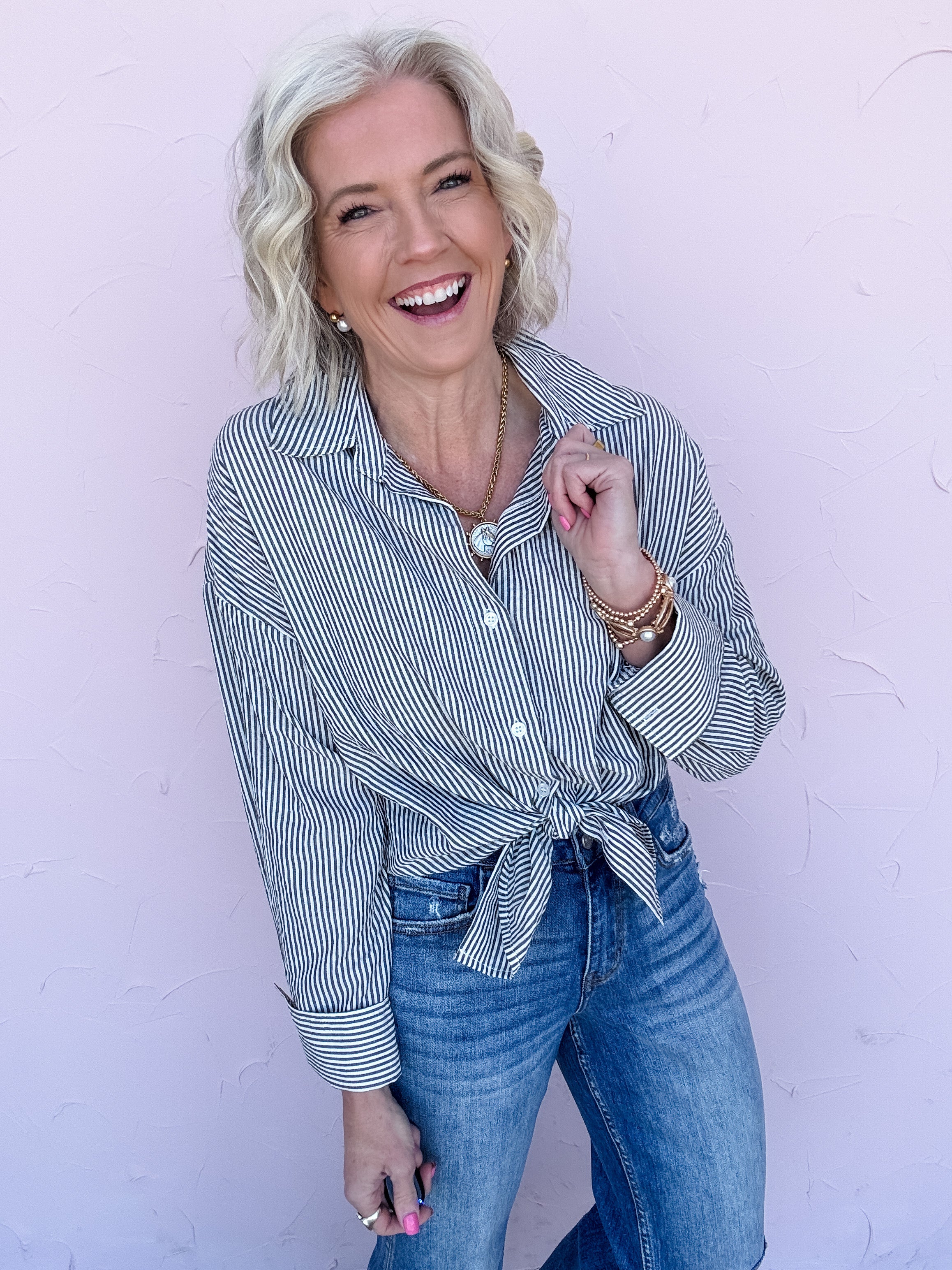 On the Same Page Button Down