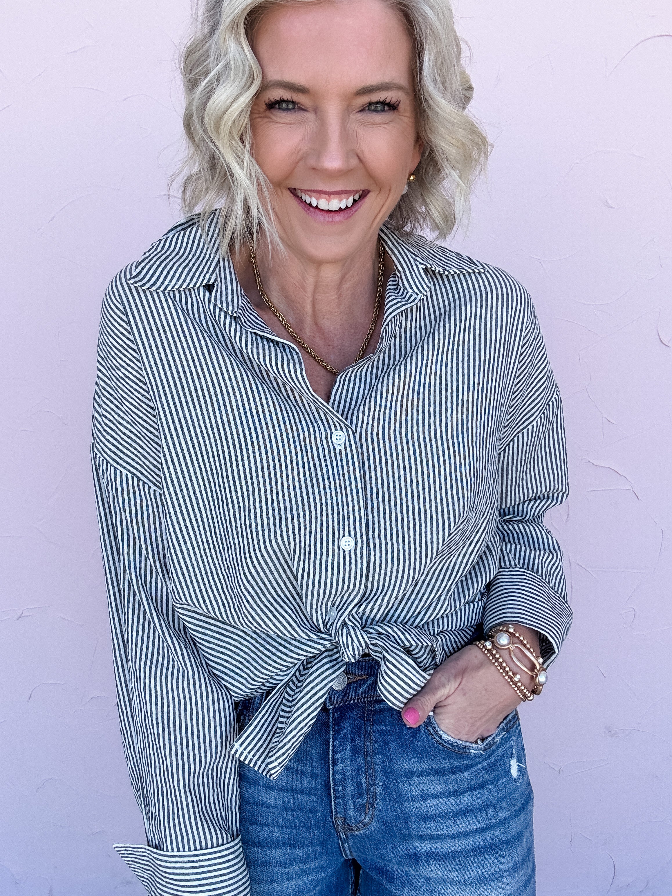 On the Same Page Button Down