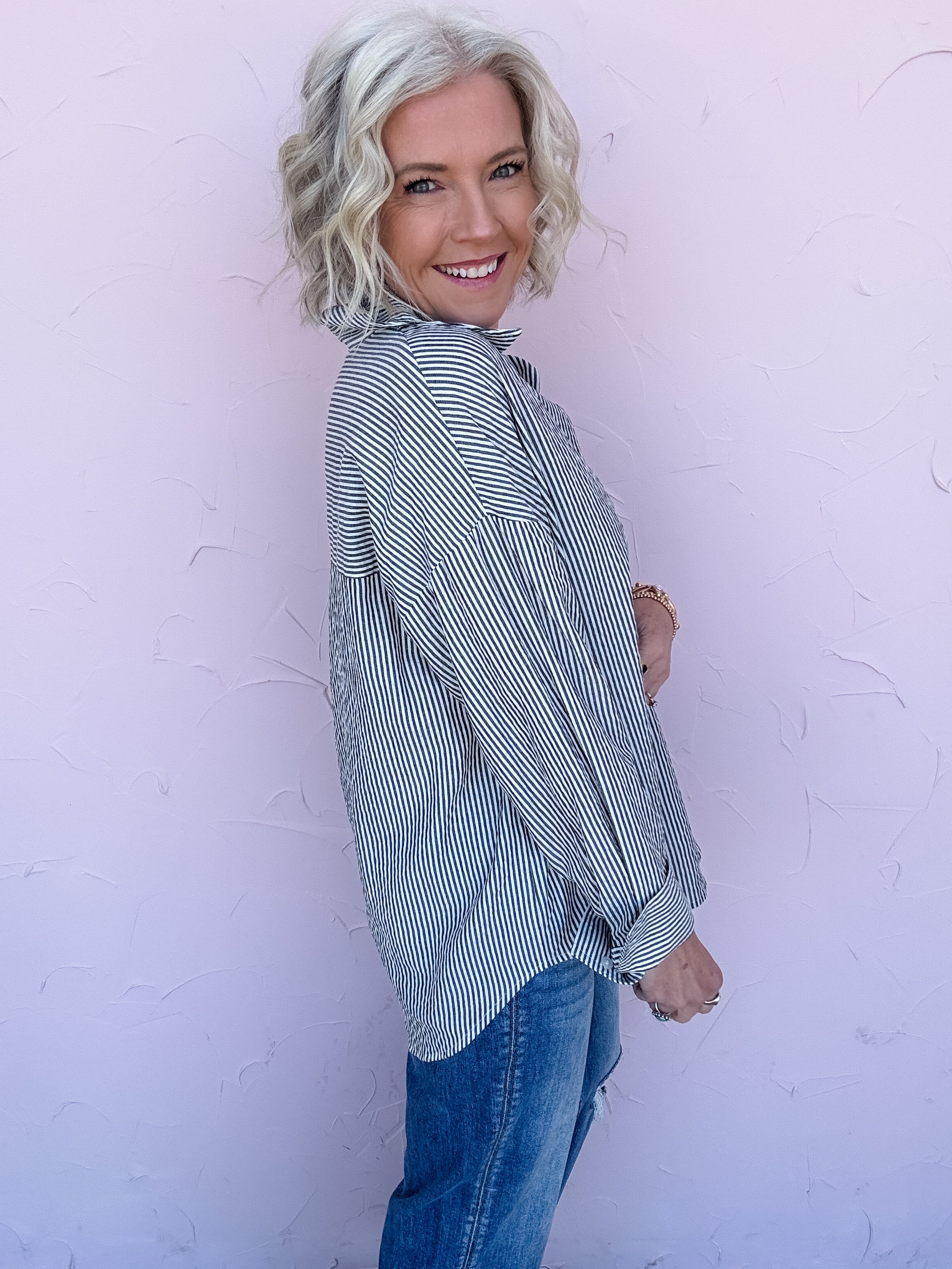 On the Same Page Button Down