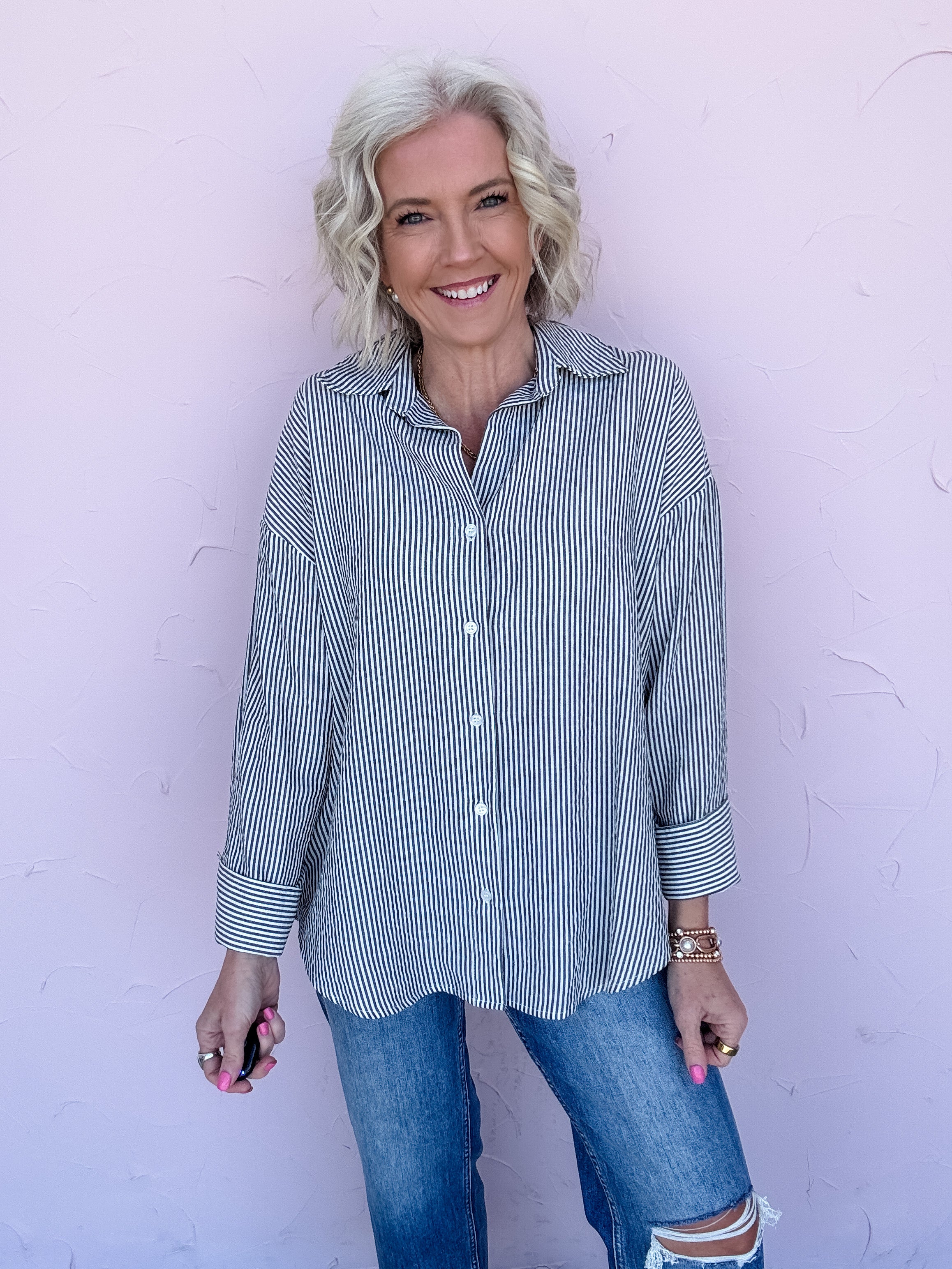 On the Same Page Button Down