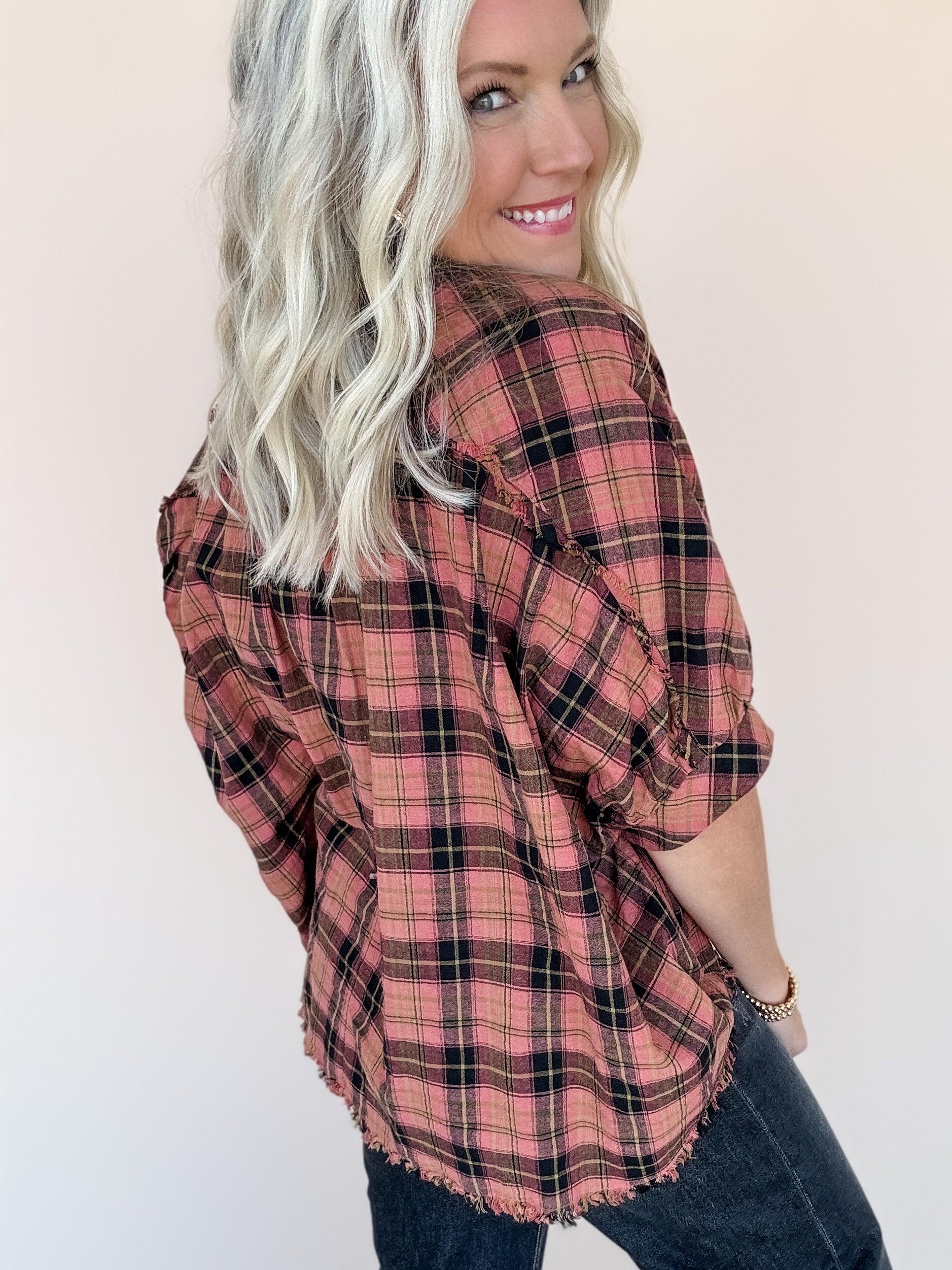 Rosewood Plaid Top