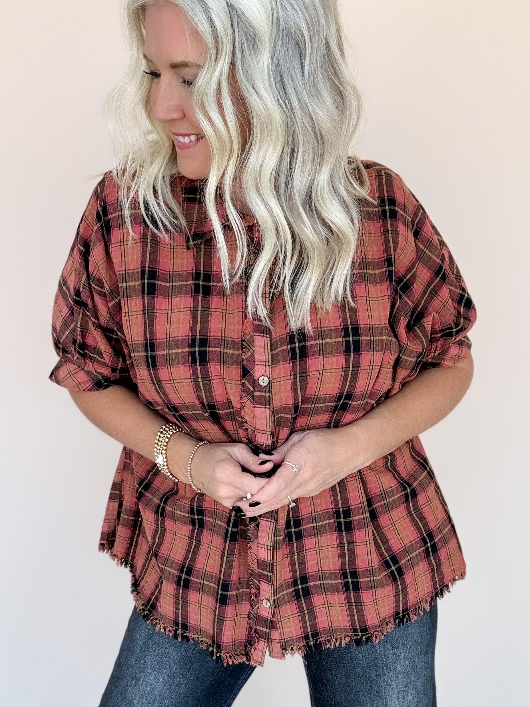 Rosewood Plaid Top