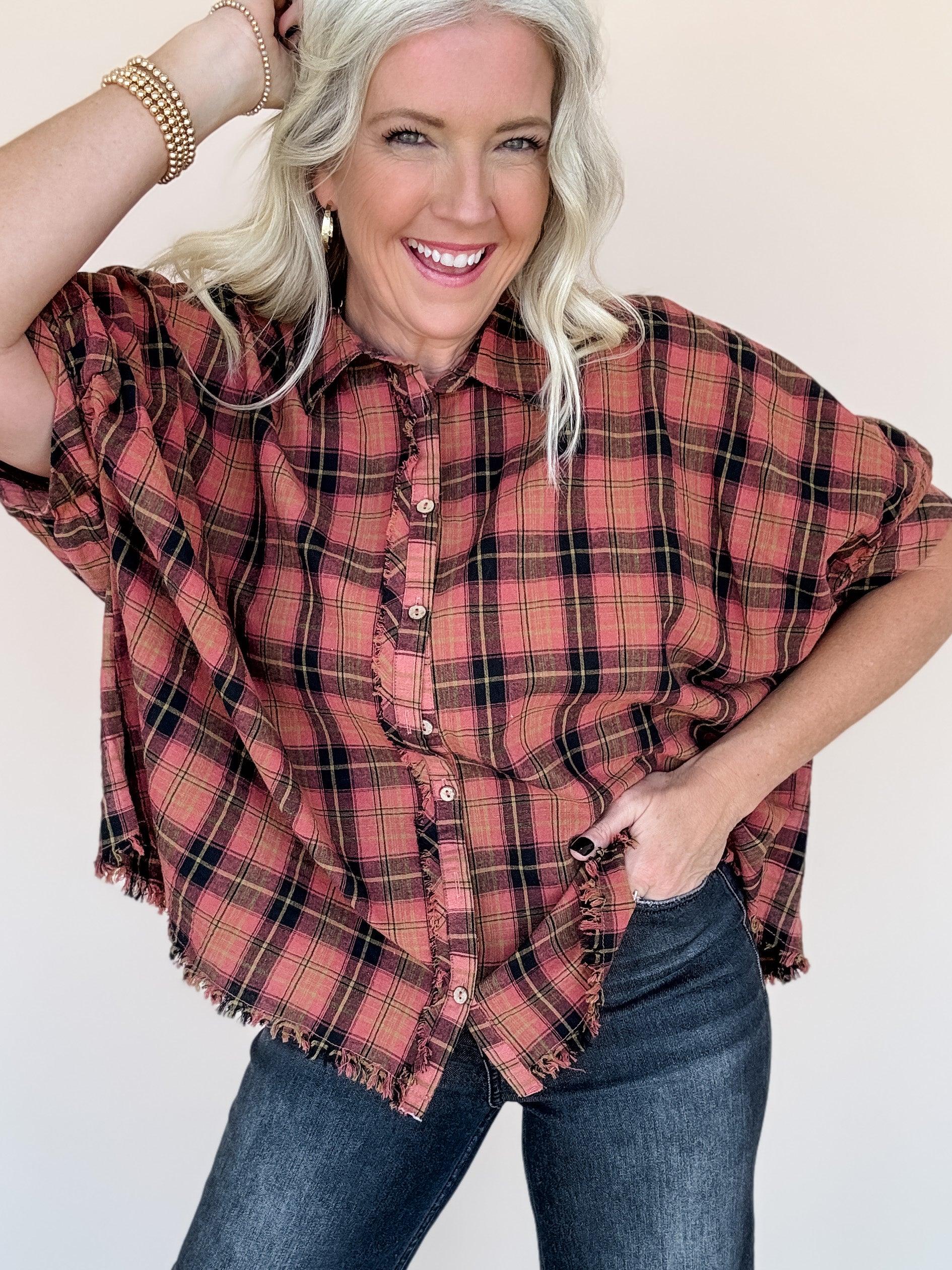 Rosewood Plaid Top