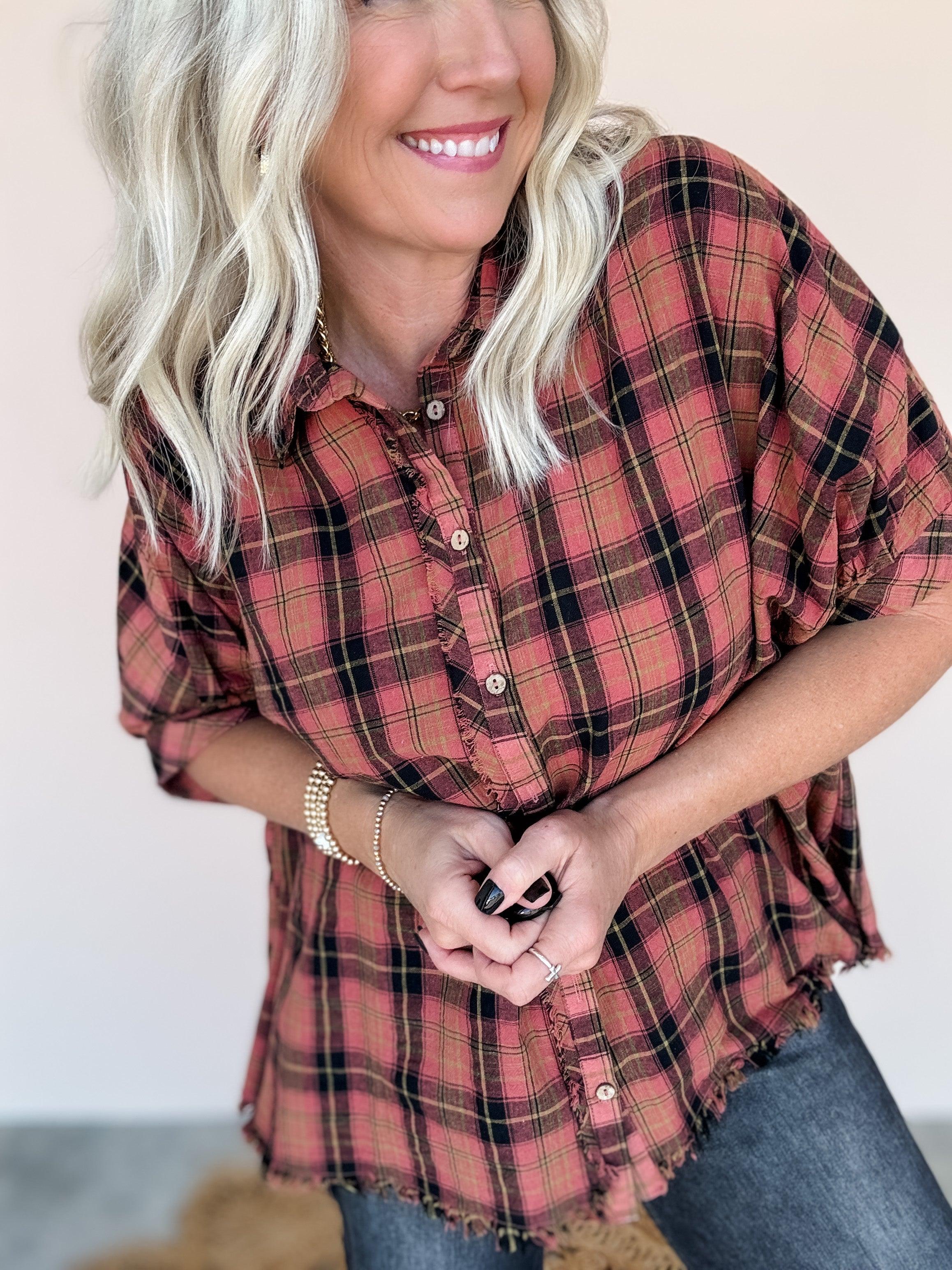 Rosewood Plaid Top