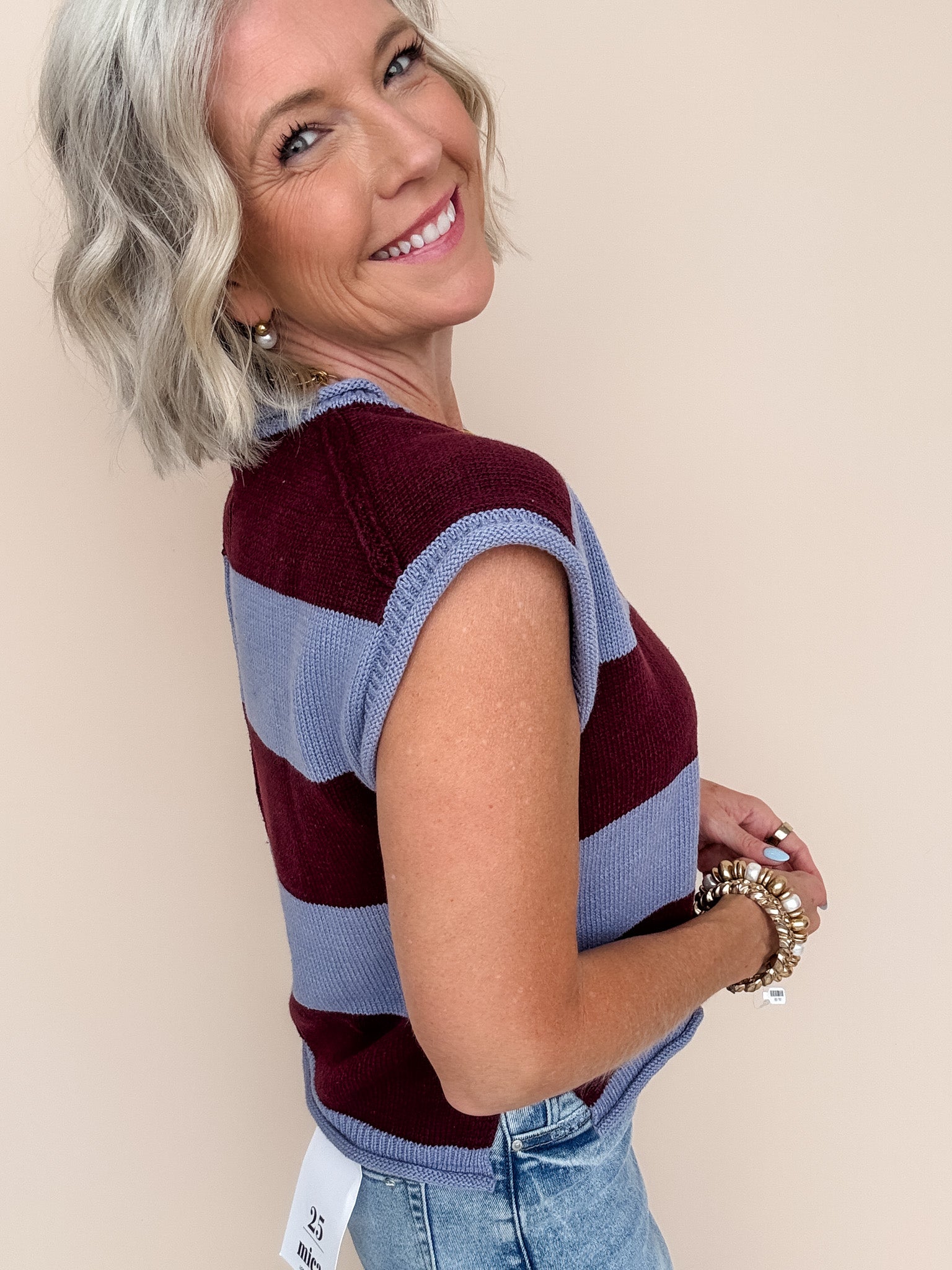 Simple Joys Stripe Knit Top | Slate Blue