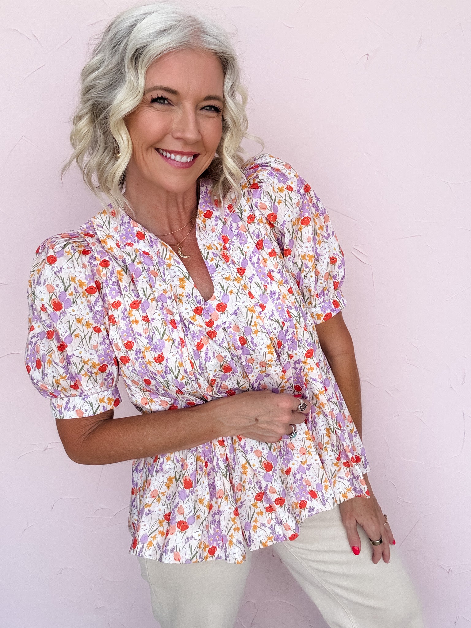 Poppy & Lavender Top