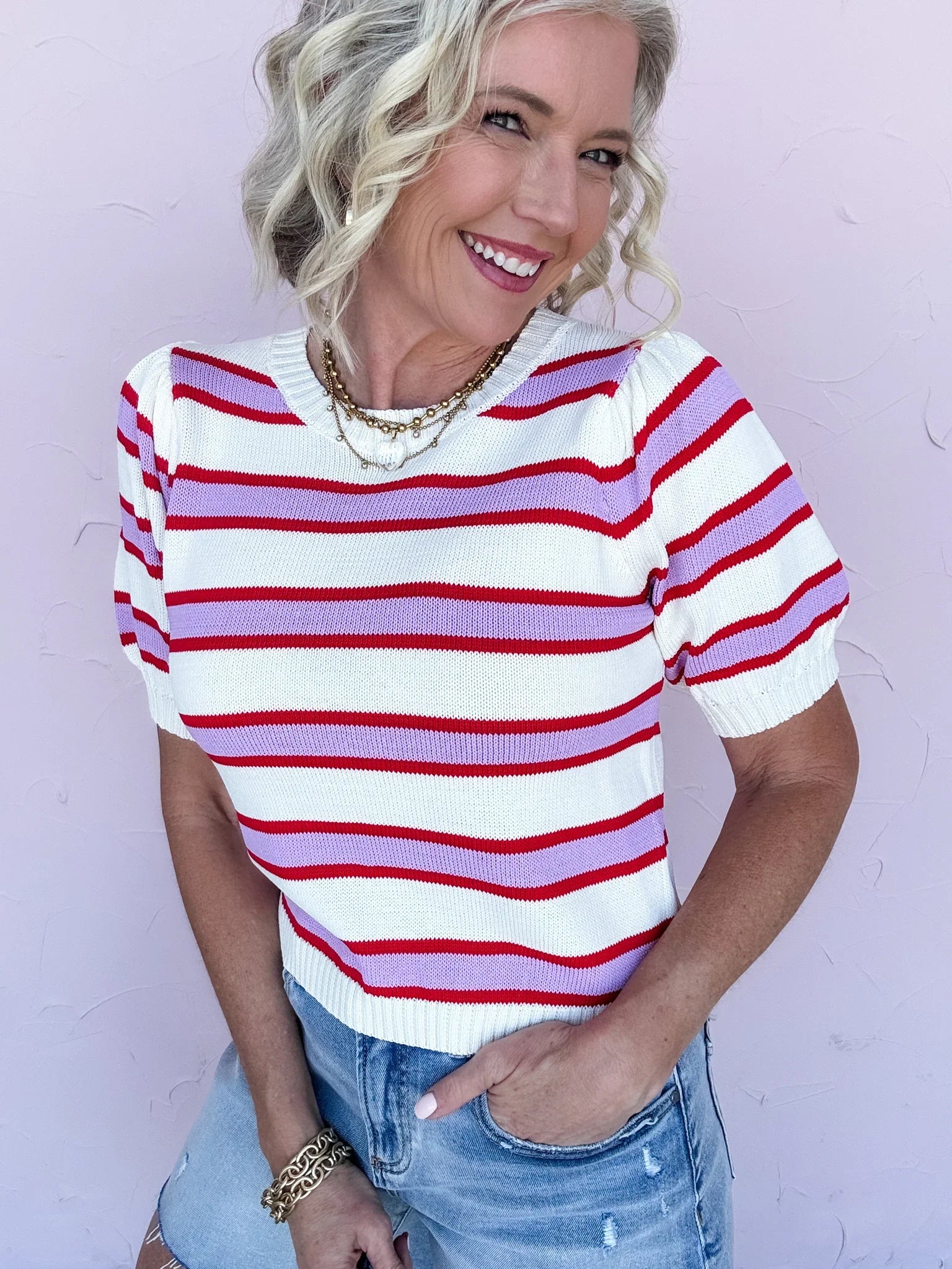 Berry Swirl Knit Top