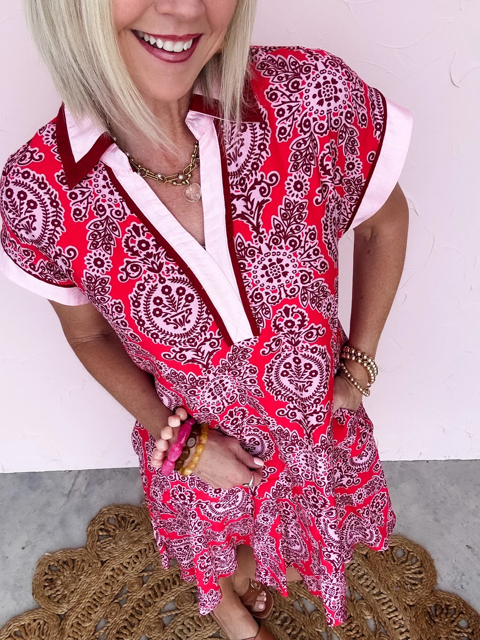 Red Revival Print Dress