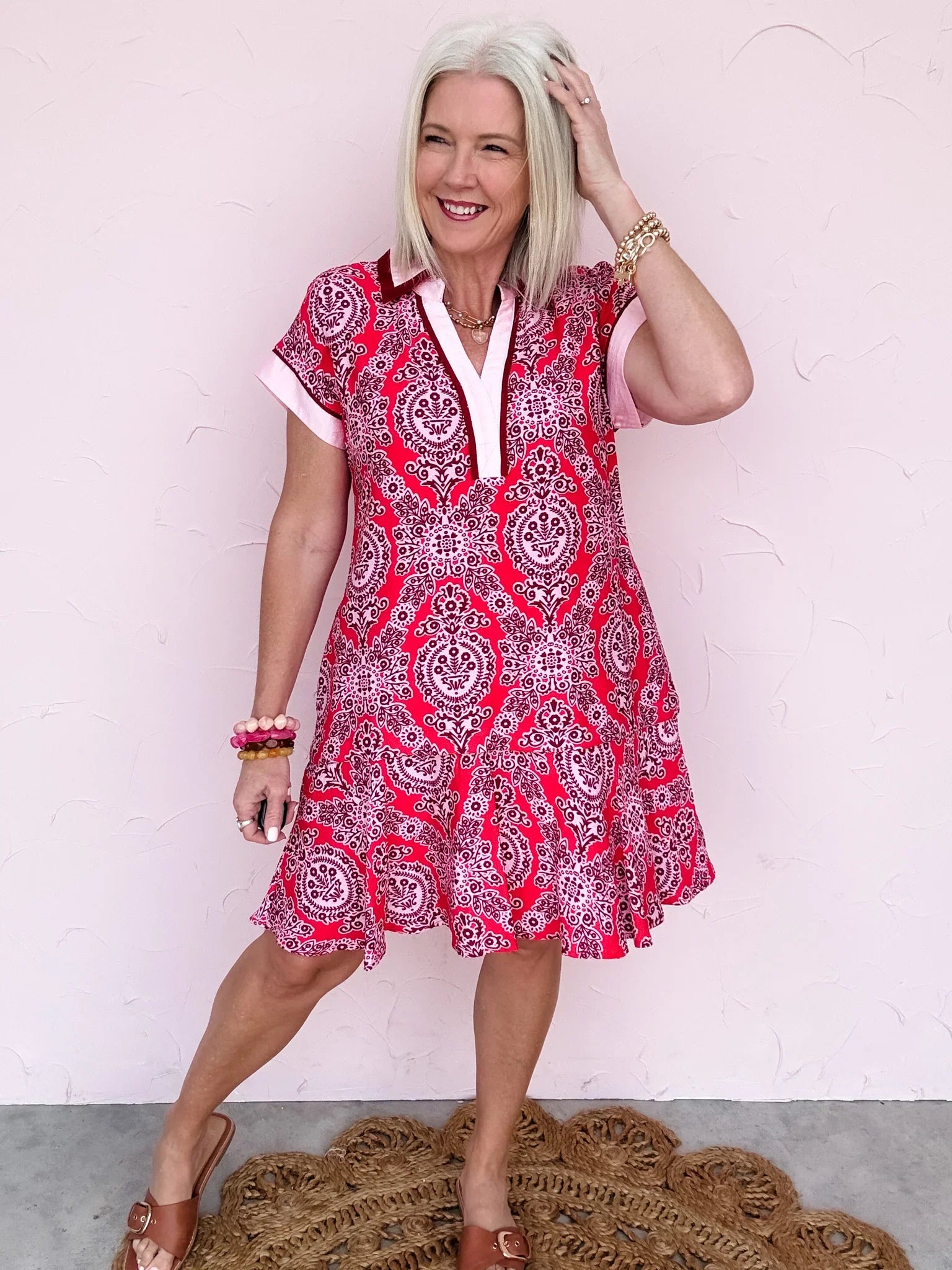 Red Revival Print Dress