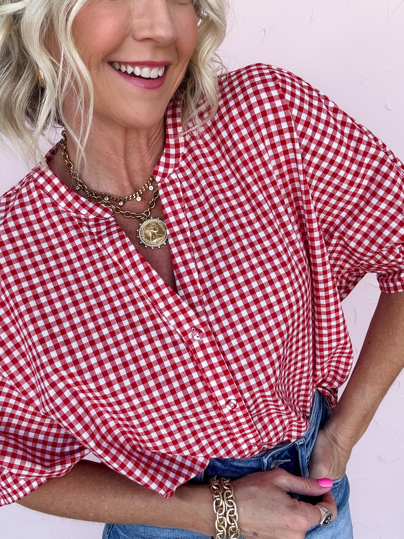 Main Street Gingham Top