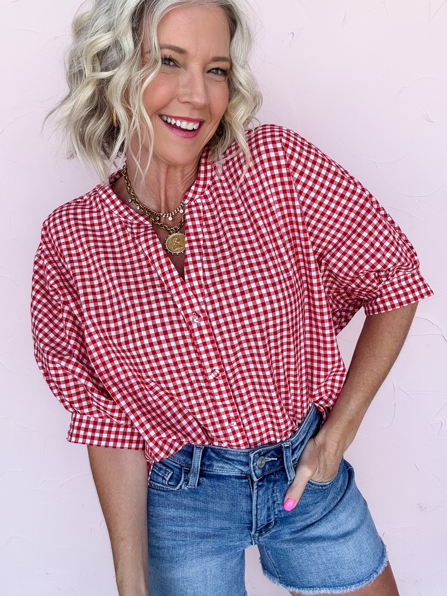 Main Street Gingham Top