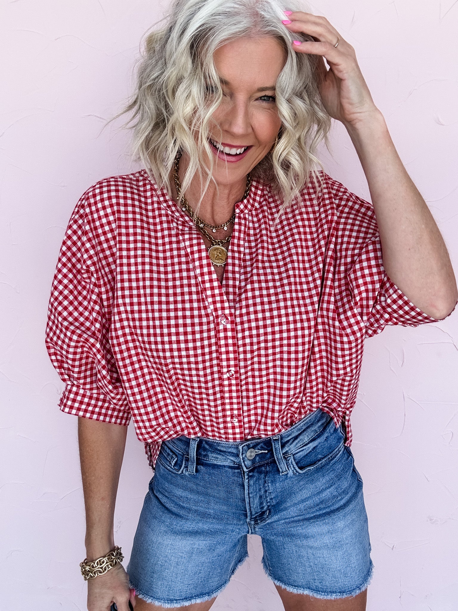 Main Street Gingham Top