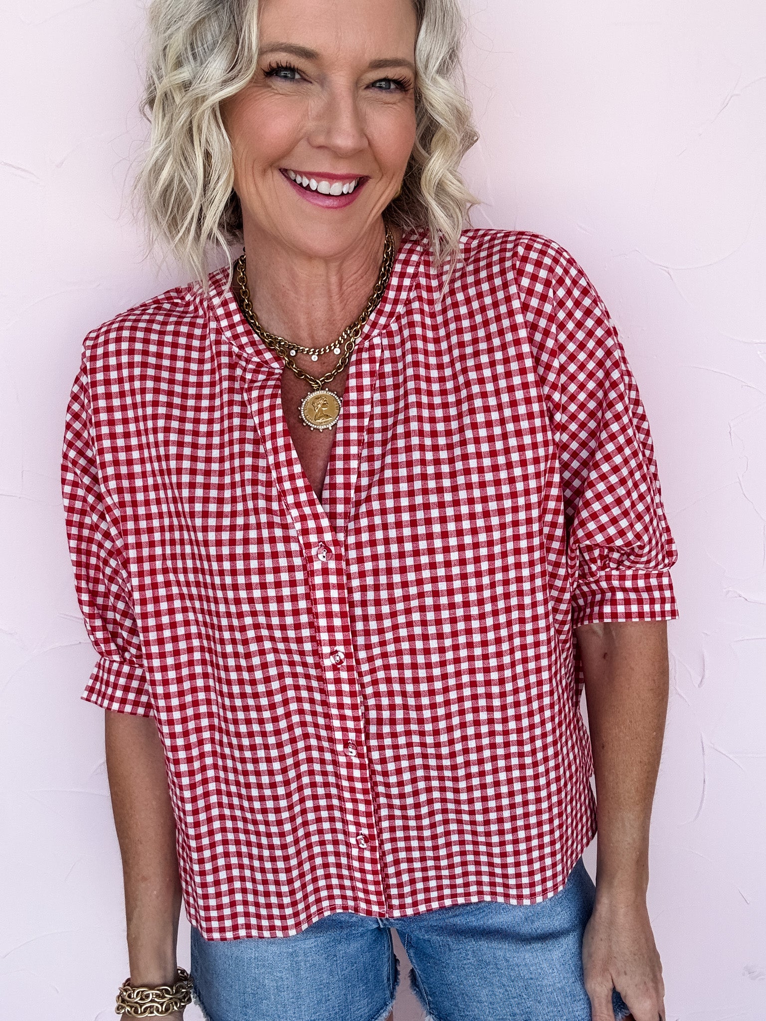 Main Street Gingham Top