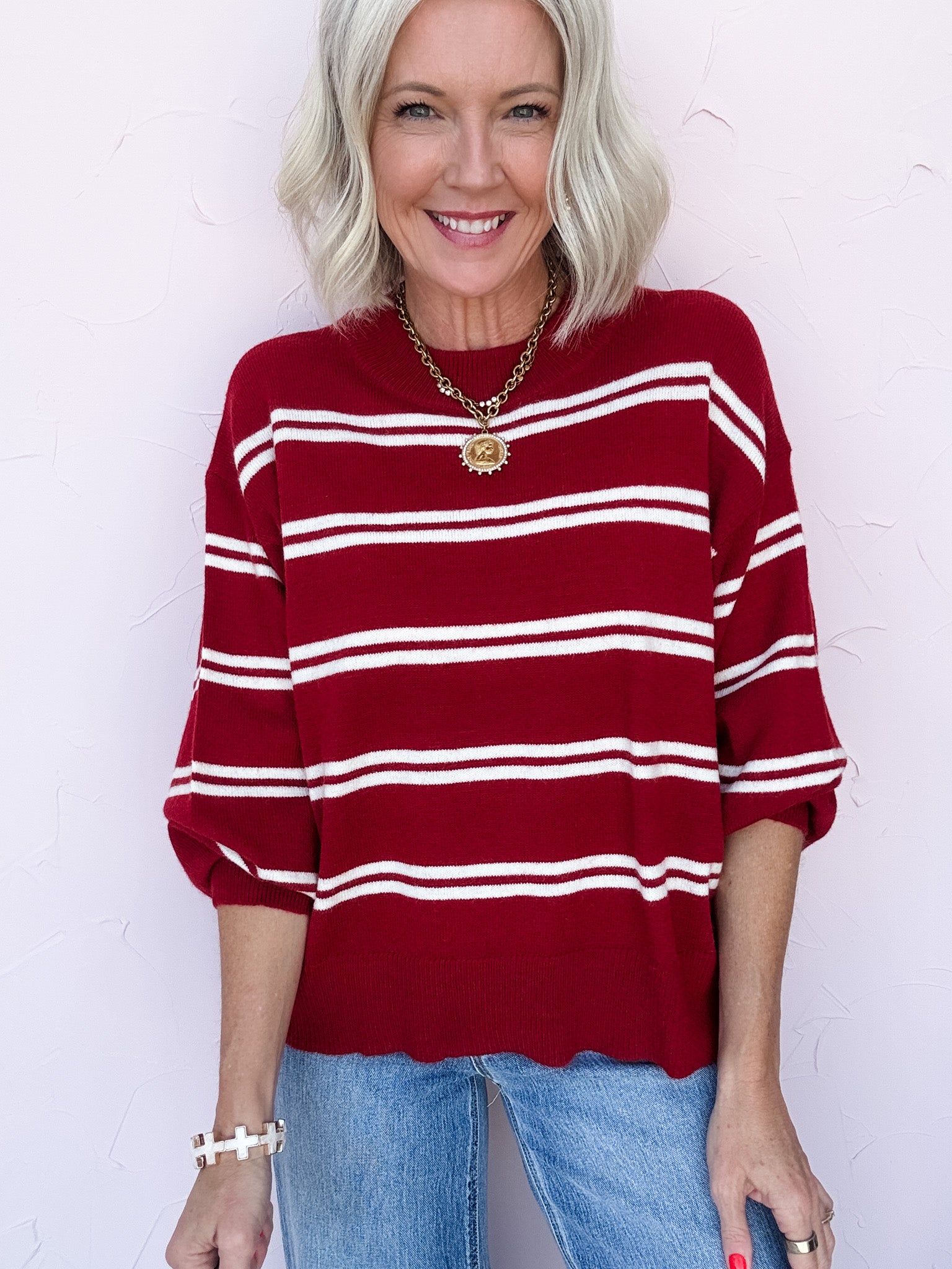 Stripe Scene Sweater | Red