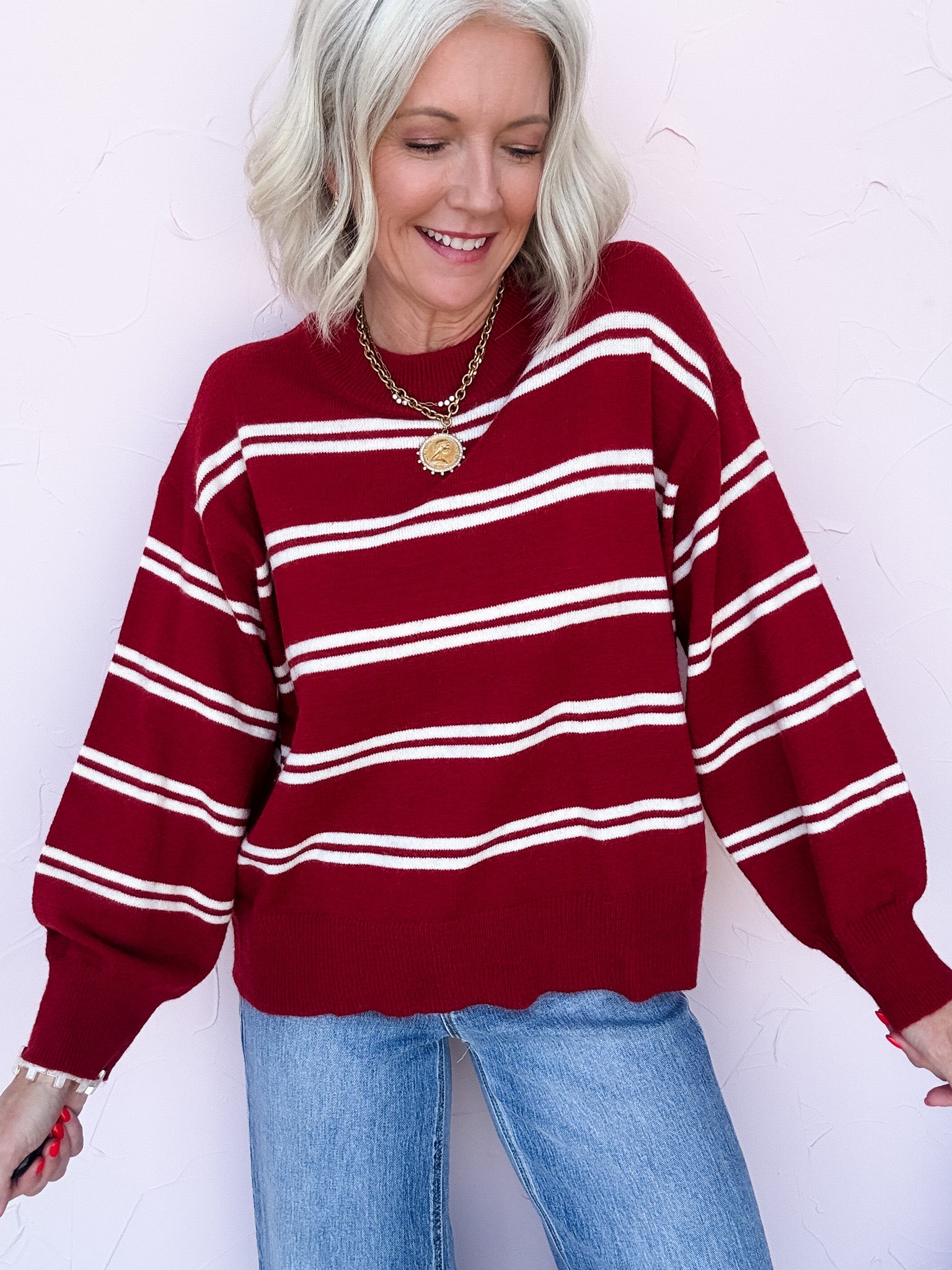 Stripe Scene Sweater | Red