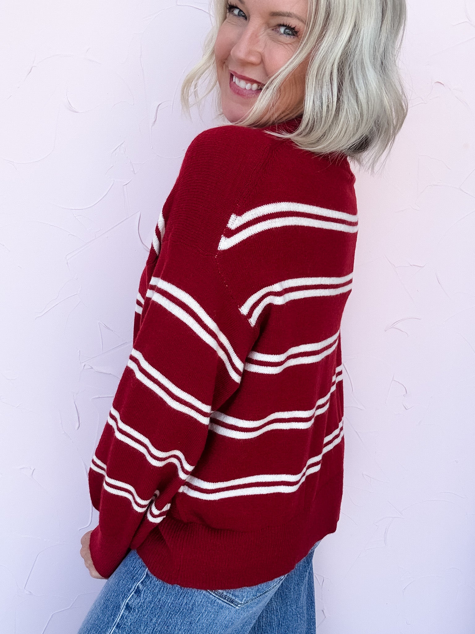 Stripe Scene Sweater | Red