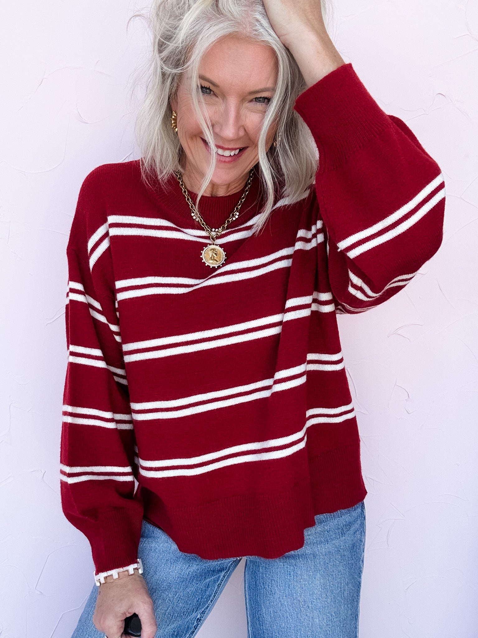 Stripe Scene Sweater | Red