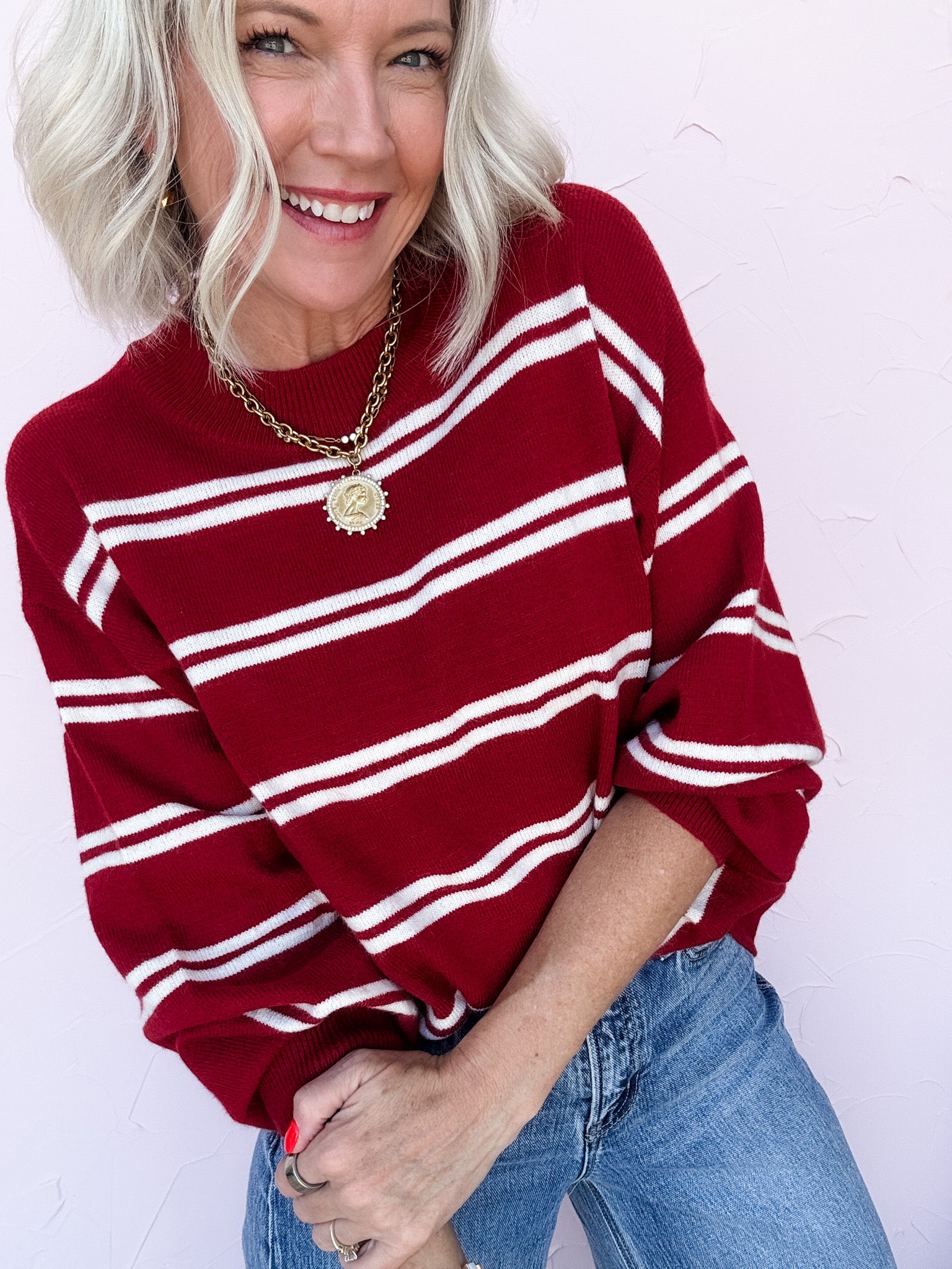 Stripe Scene Sweater | Red