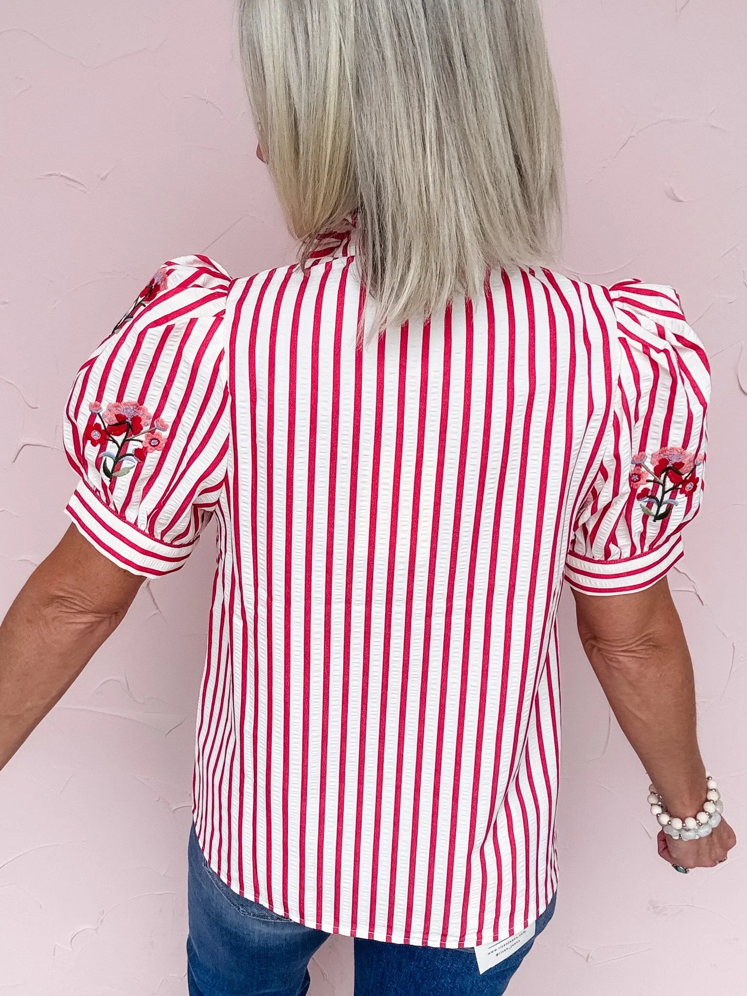 Red Ribbon Stripe Top