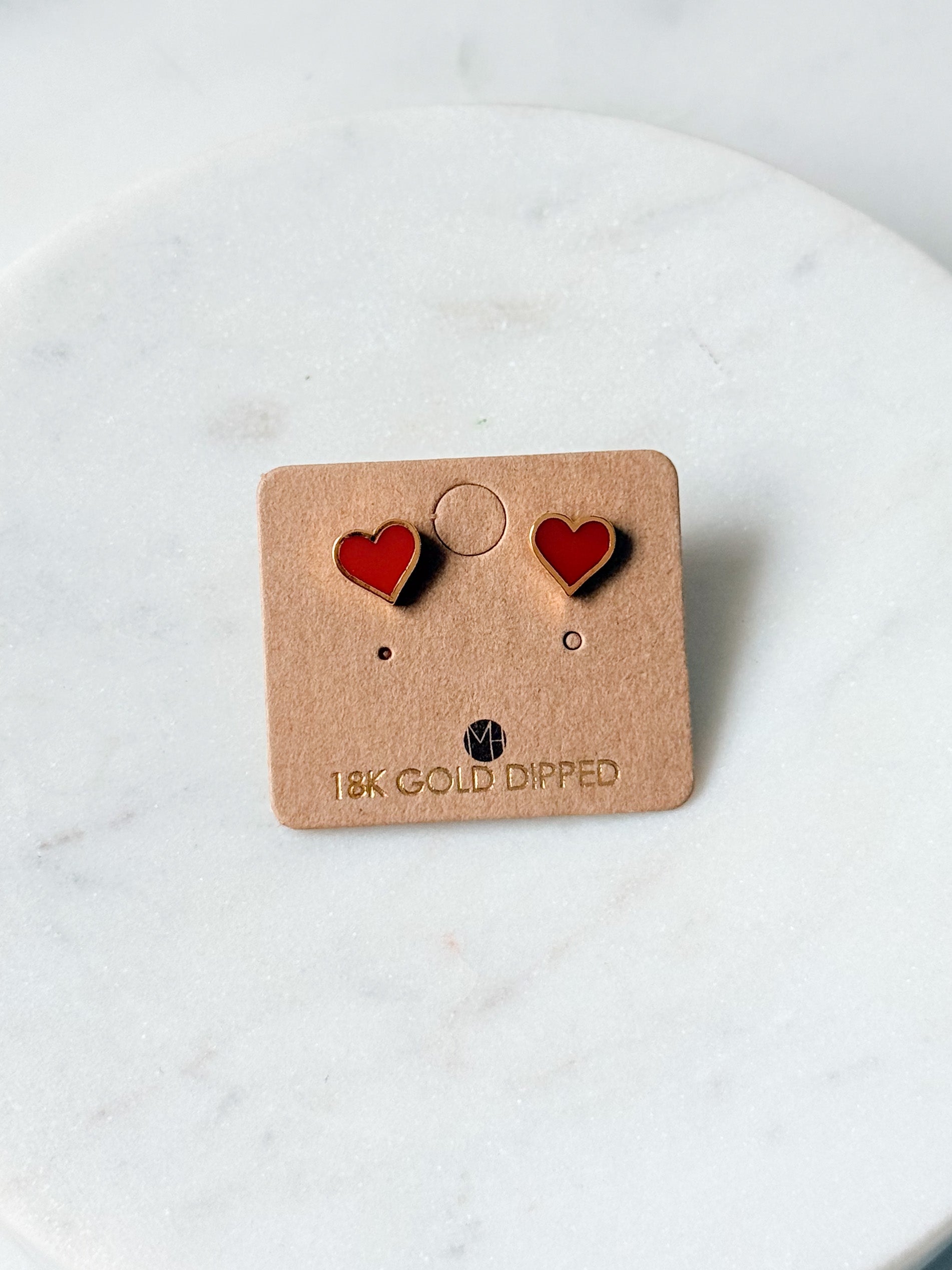 Mini Heart Studs | Red