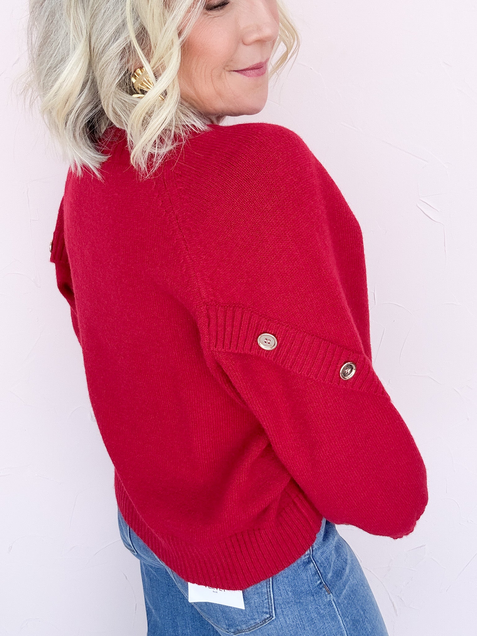 Golden Touch Knit Top | Red