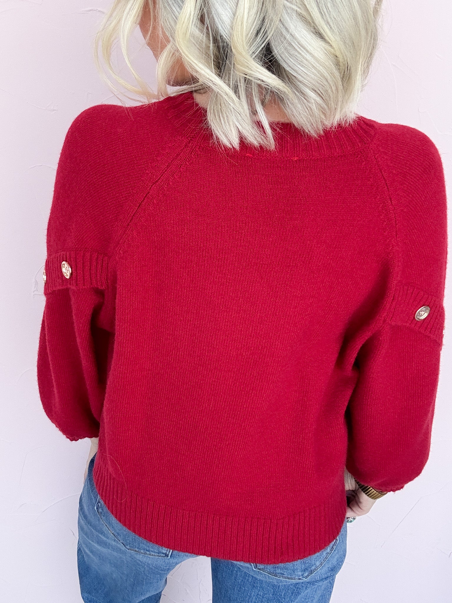 Golden Touch Knit Top | Red