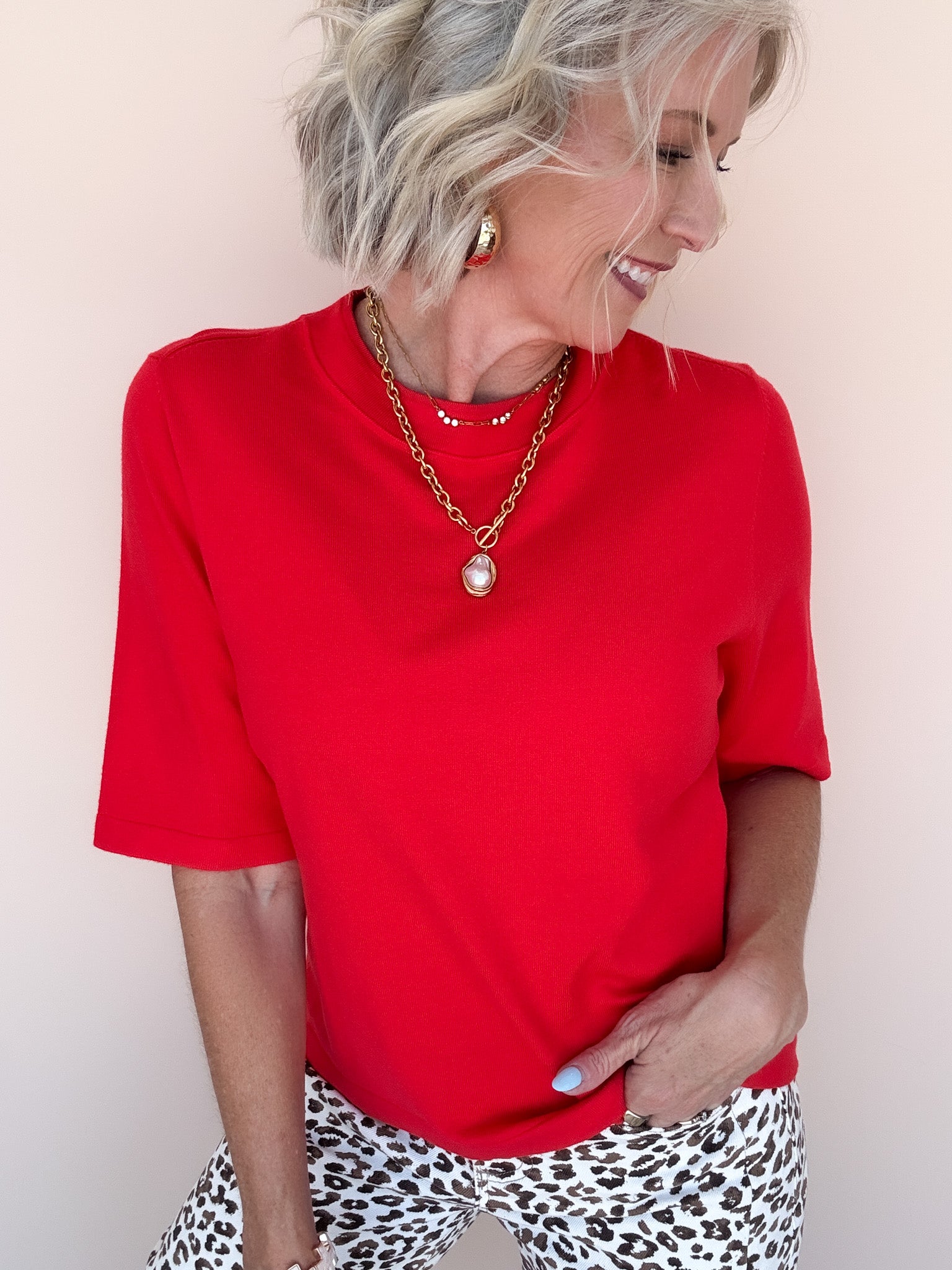 Soft Season Knit Top | Red