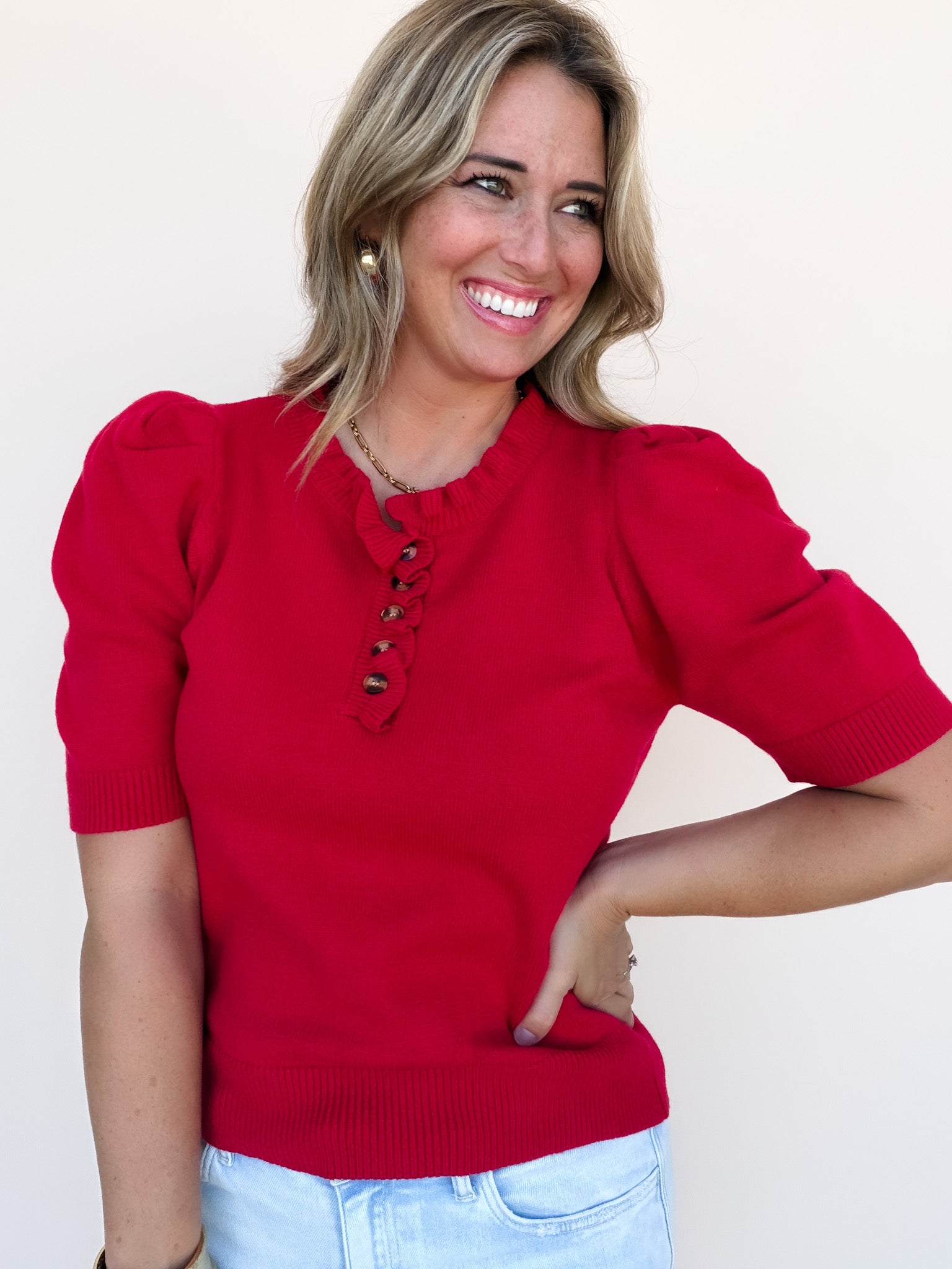 Come Home Ruffled Sweater | Red