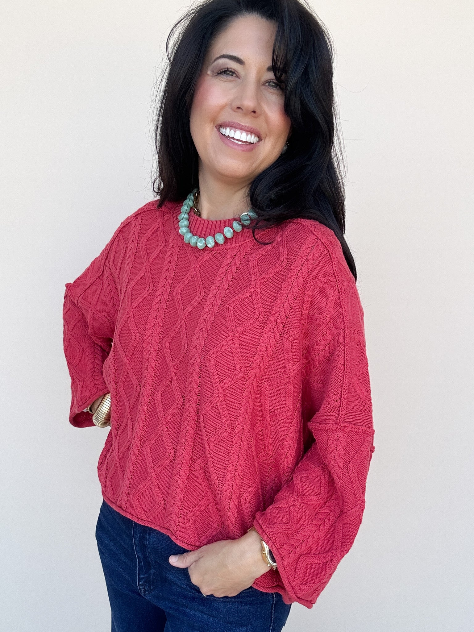 Red Door Knit Top