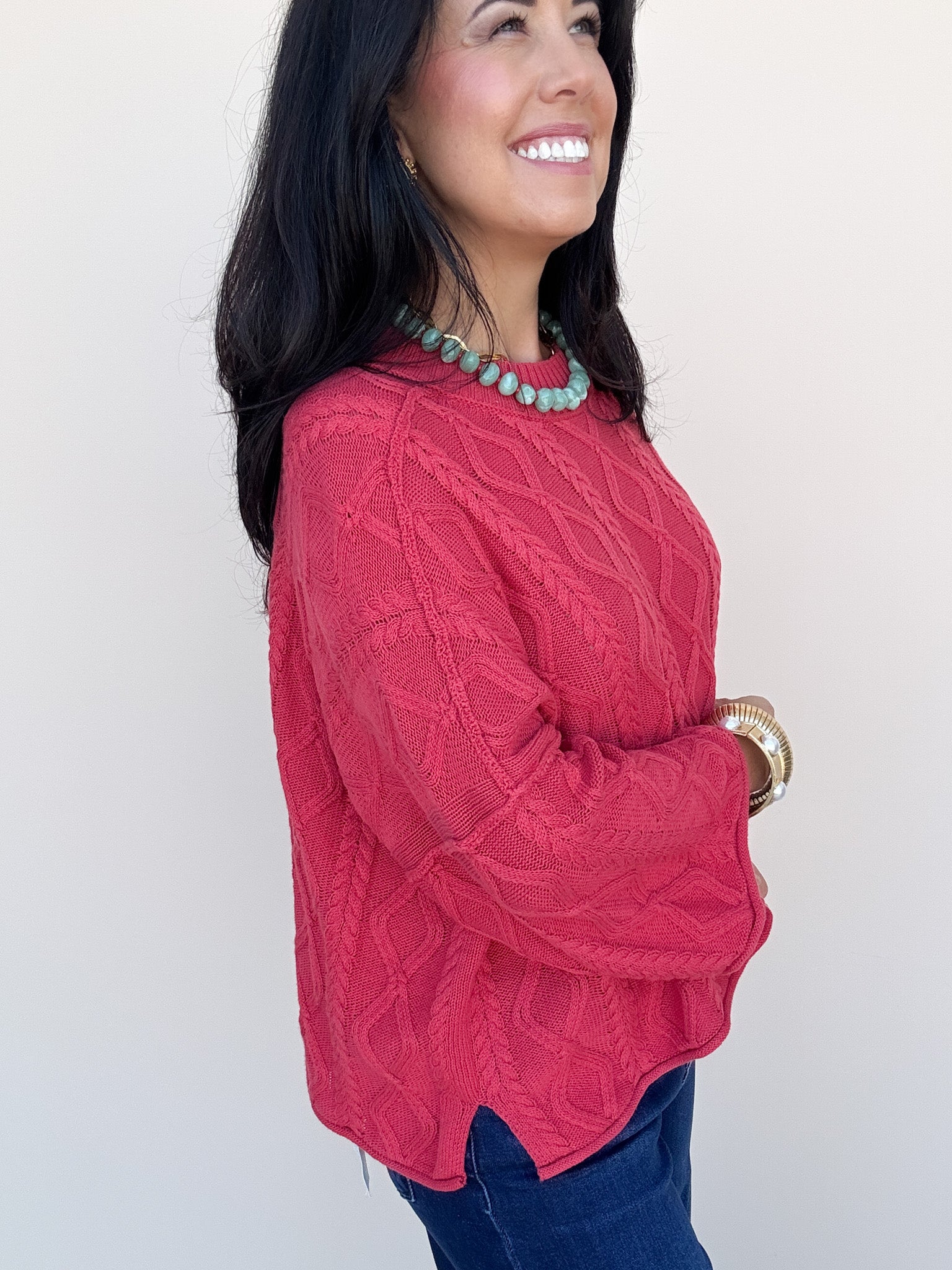 Red Door Knit Top