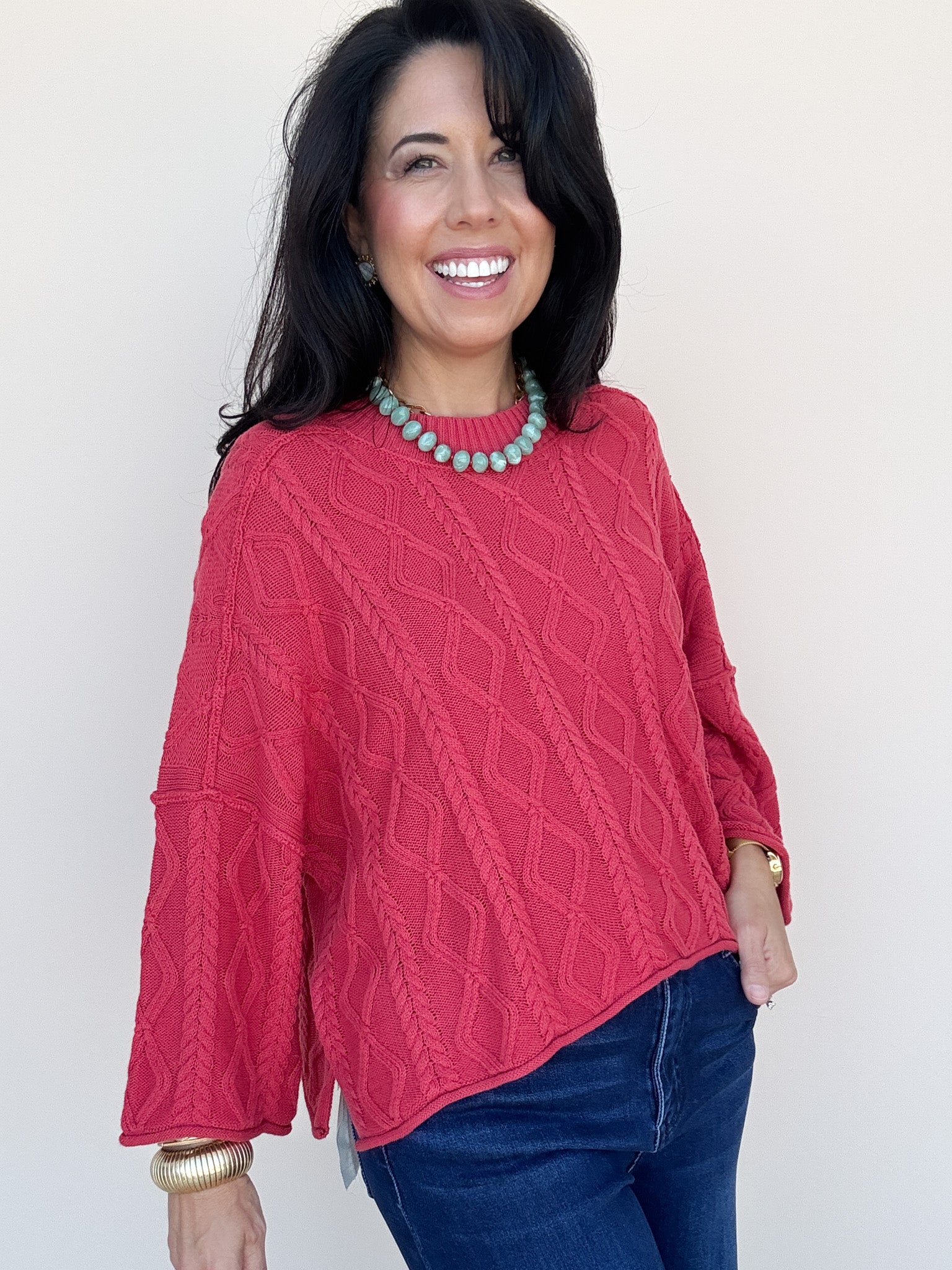 Red Door Knit Top
