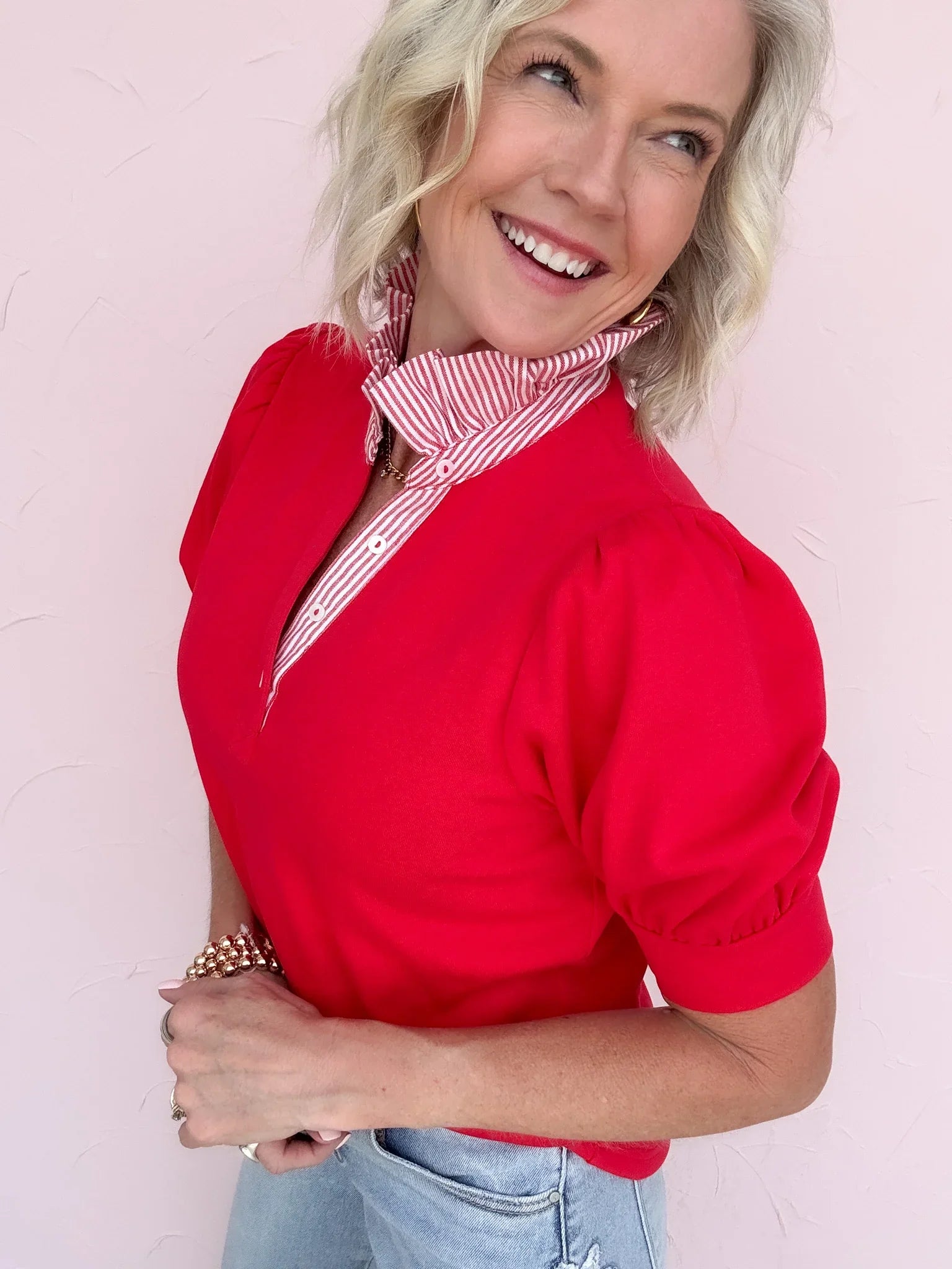 Darcy Stripe Collar Top